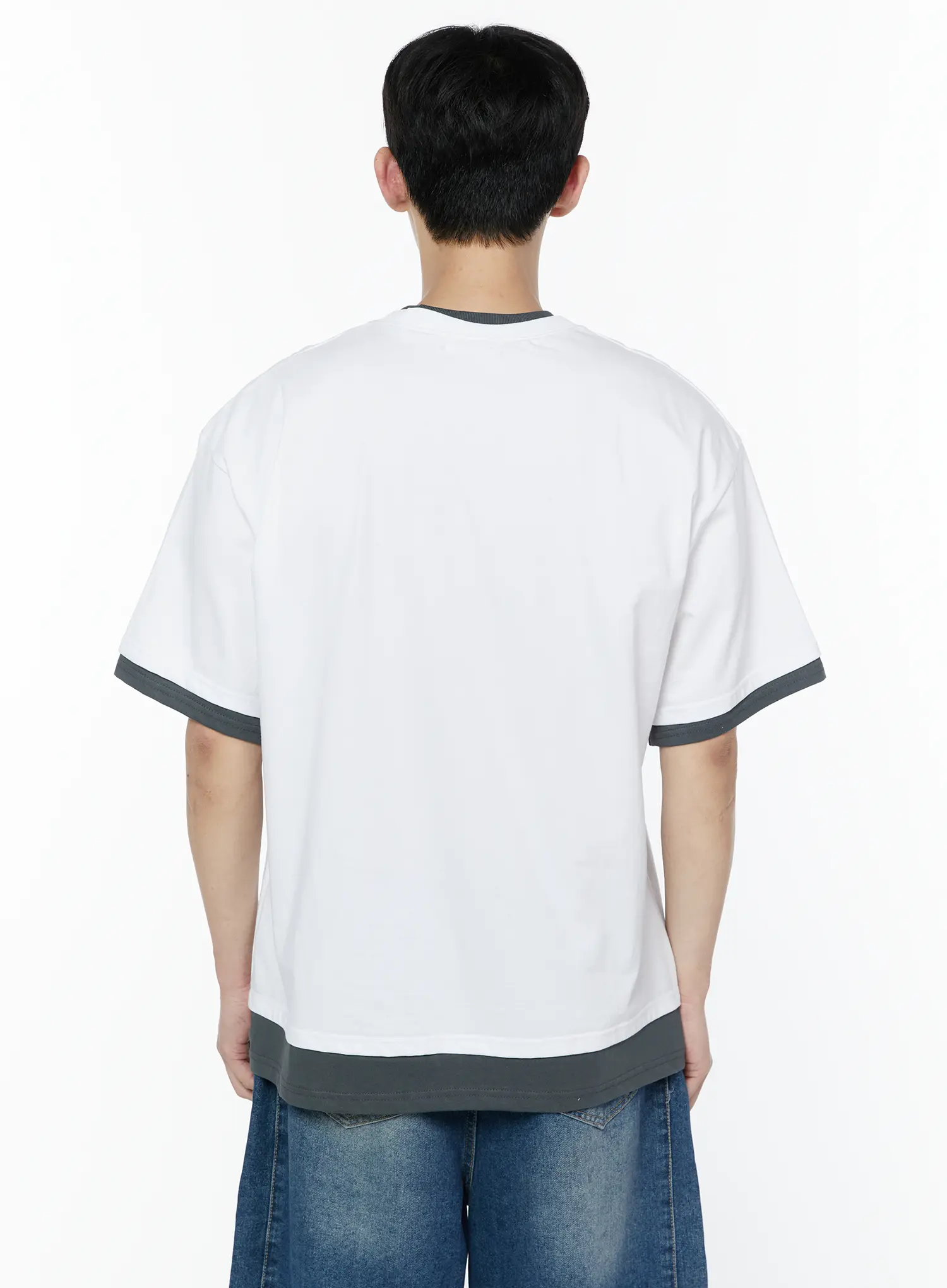 Men's Layered Oversized T-Shirt IA527 - Image 5