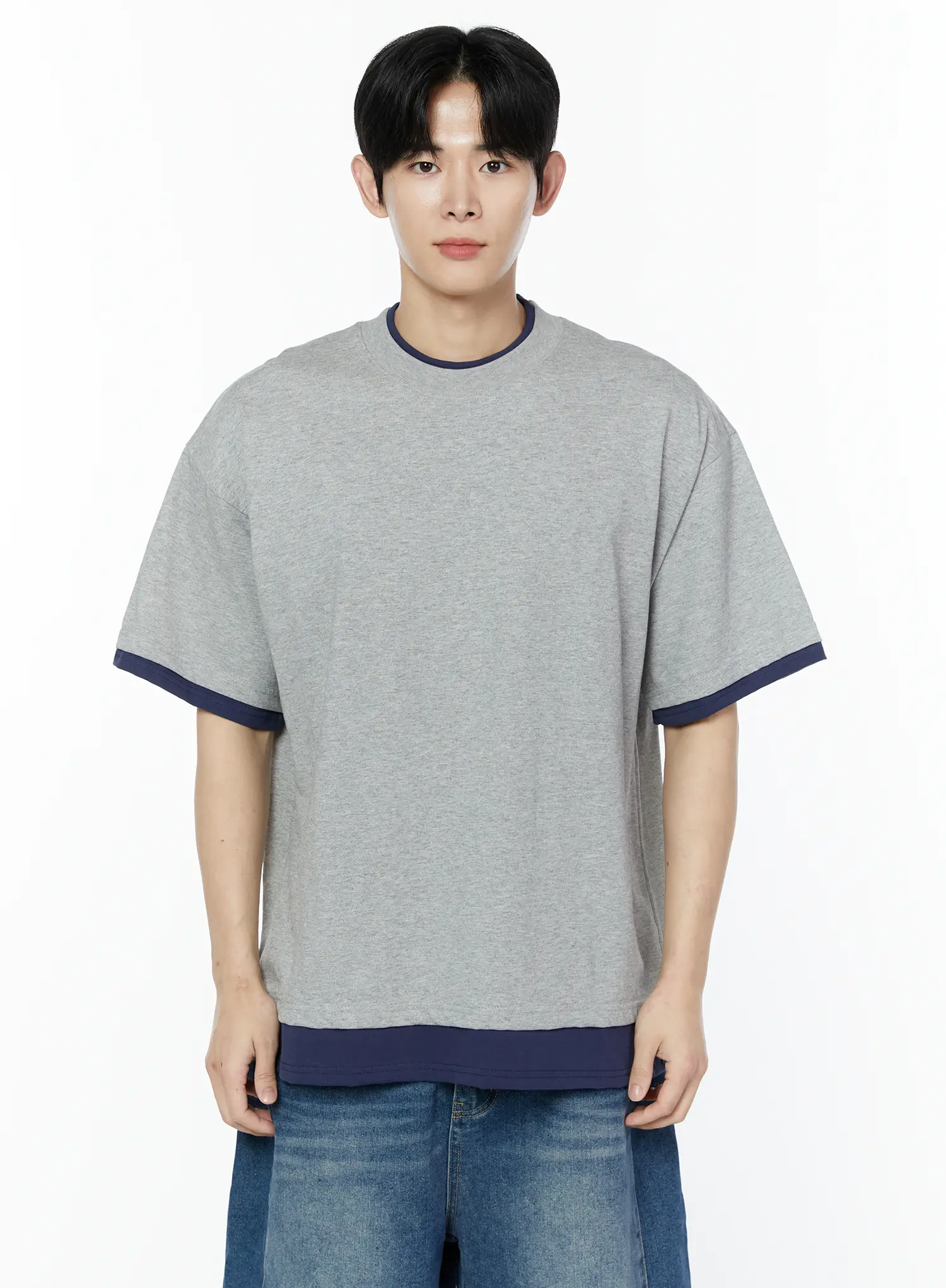Men's Layered Oversized T-Shirt IA527 - Image 9