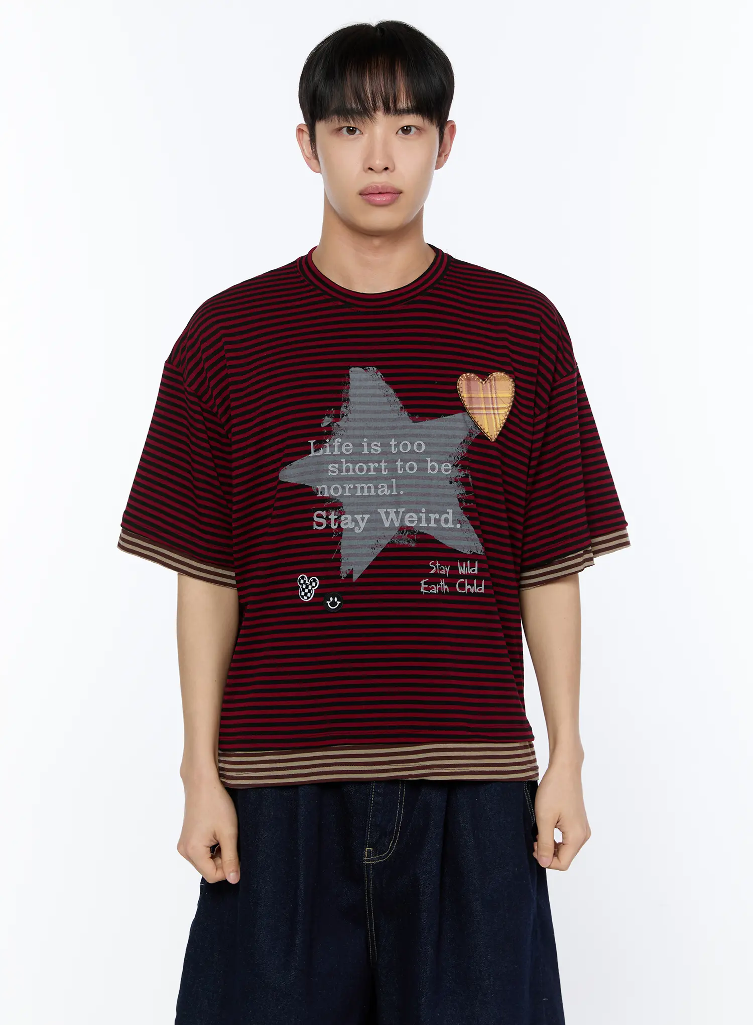 Men's Layered Stripe Graphic Tee IA517 - Image 14