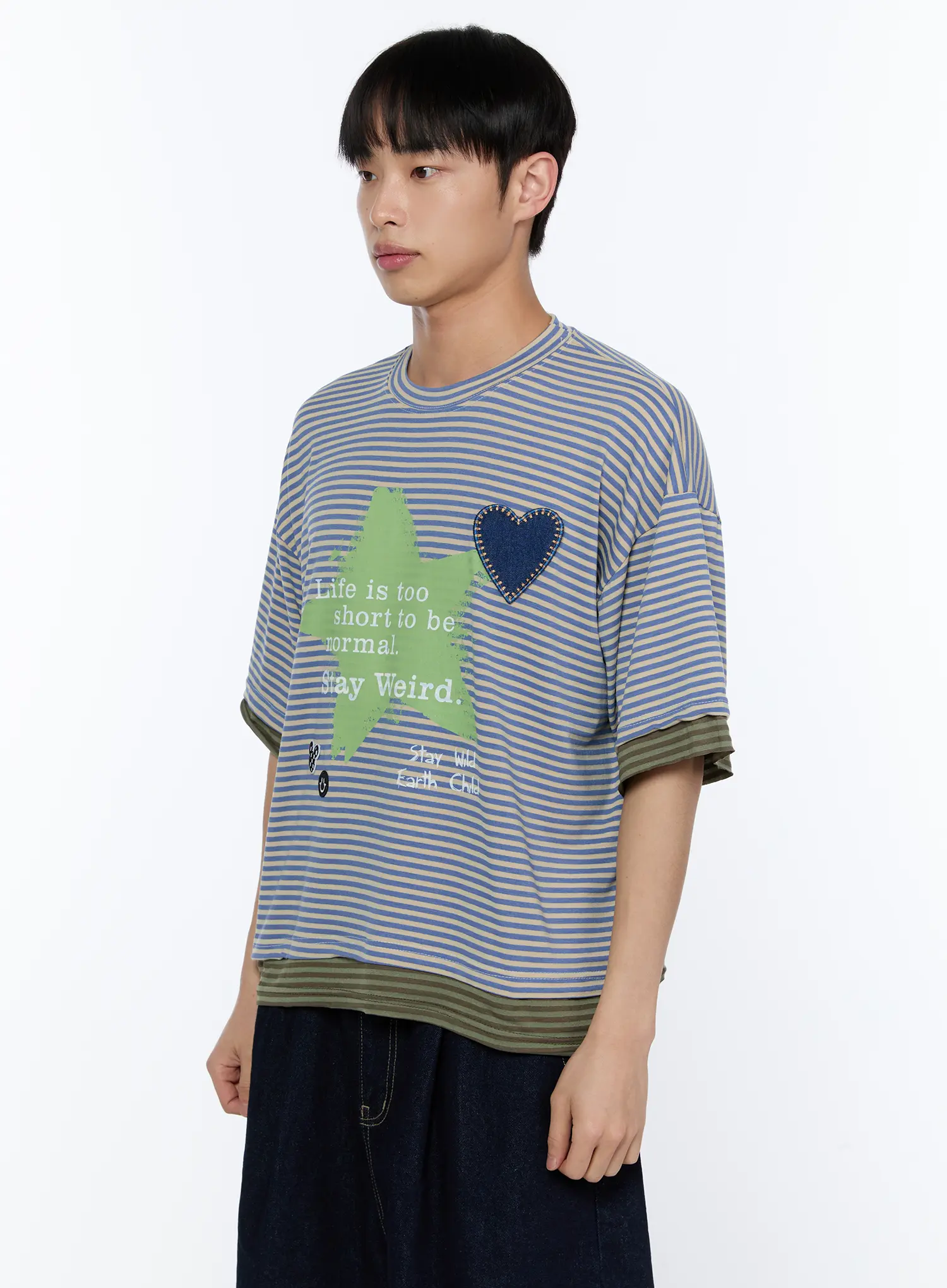 Men's Layered Stripe Graphic Tee IA517 - Image 4