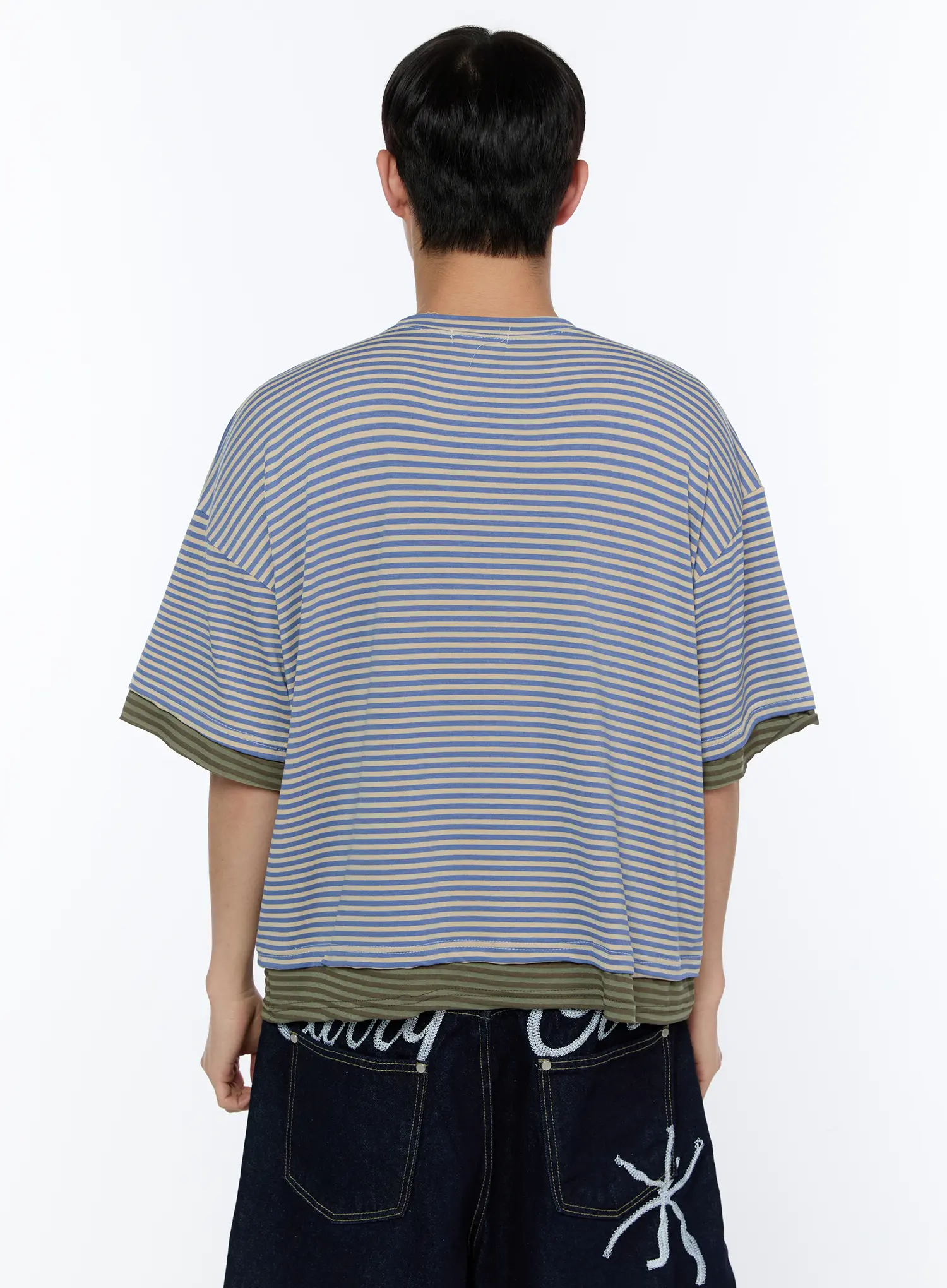 Men's Layered Stripe Graphic Tee IA517 - Image 5
