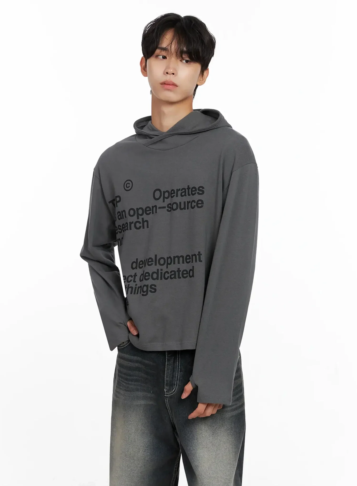 Men's Lettering Hand Warmer Hoodie IO517 - Image 12