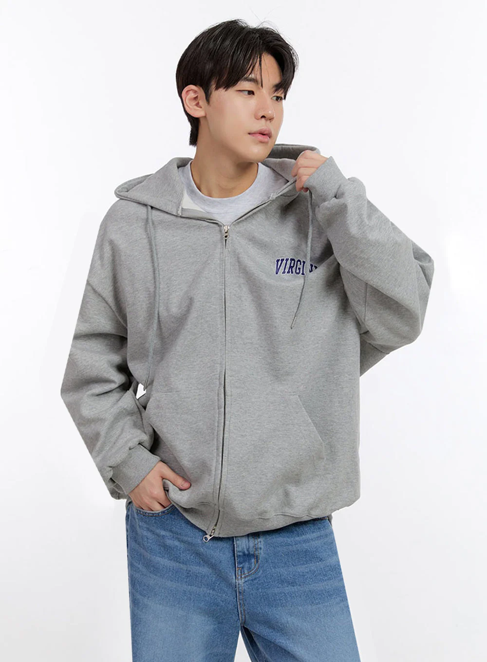 Men's Logo Zip-Up Hooded Jacket IM525 - Image 5