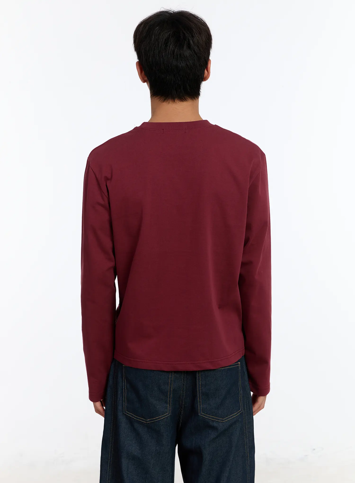 Men's Long Sleeve Tee with Plaid Pocket IM530 - Image 6