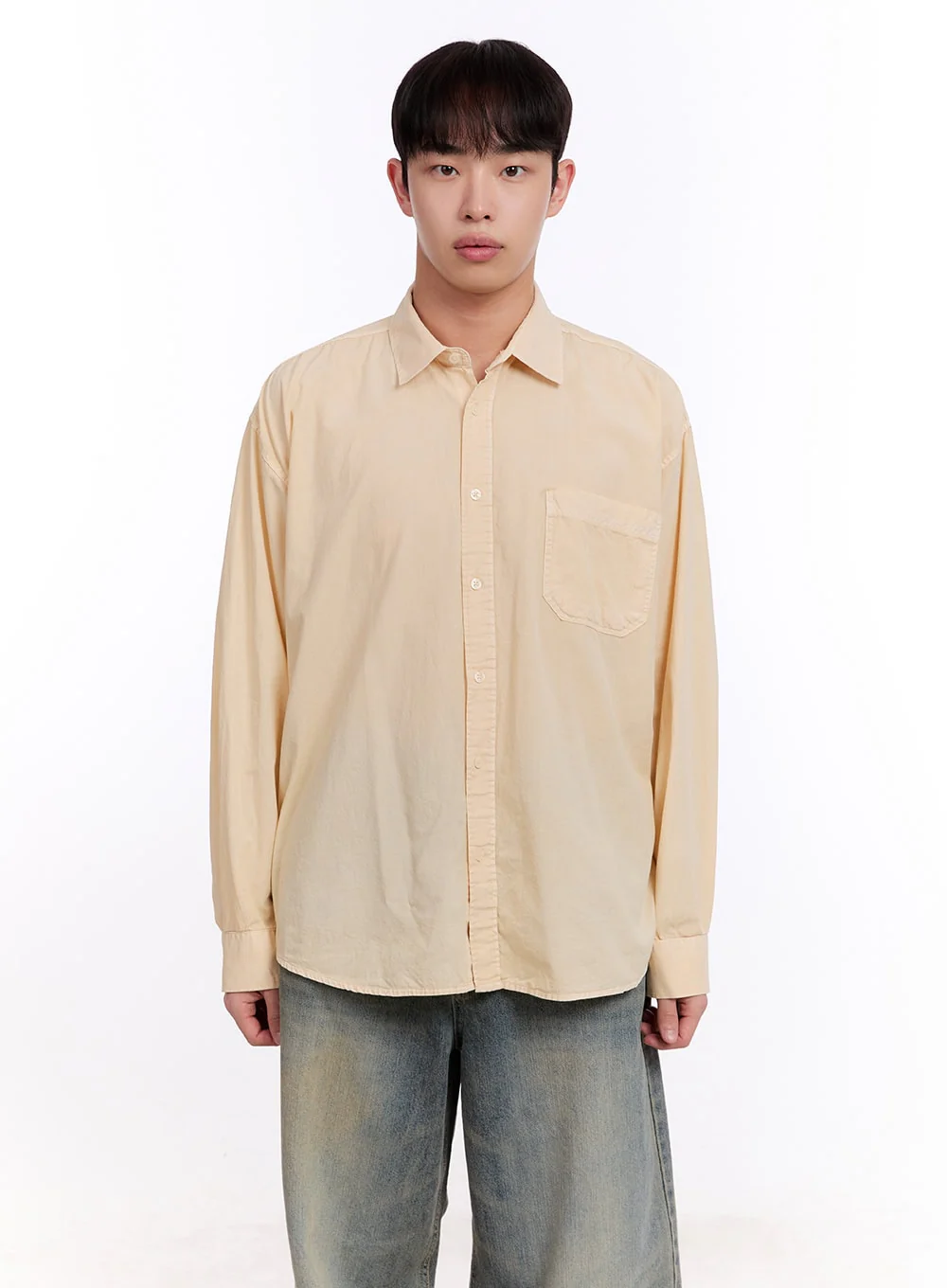 Men's Loose-Fit Long Sleeve Collared Shirt IM512 - Image 3