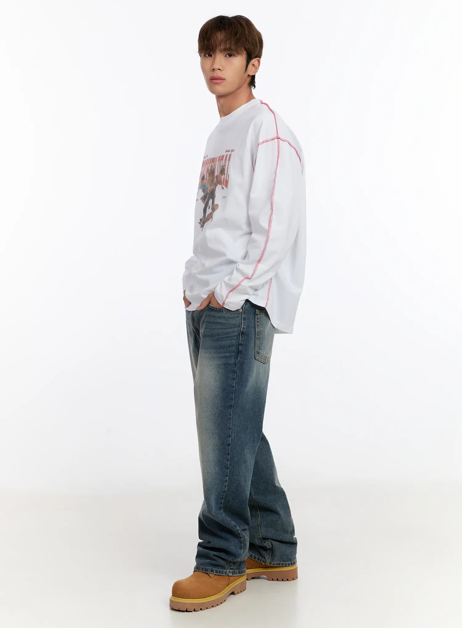 Men's Loose-Fit Straight Jeans IN528 - Image 9
