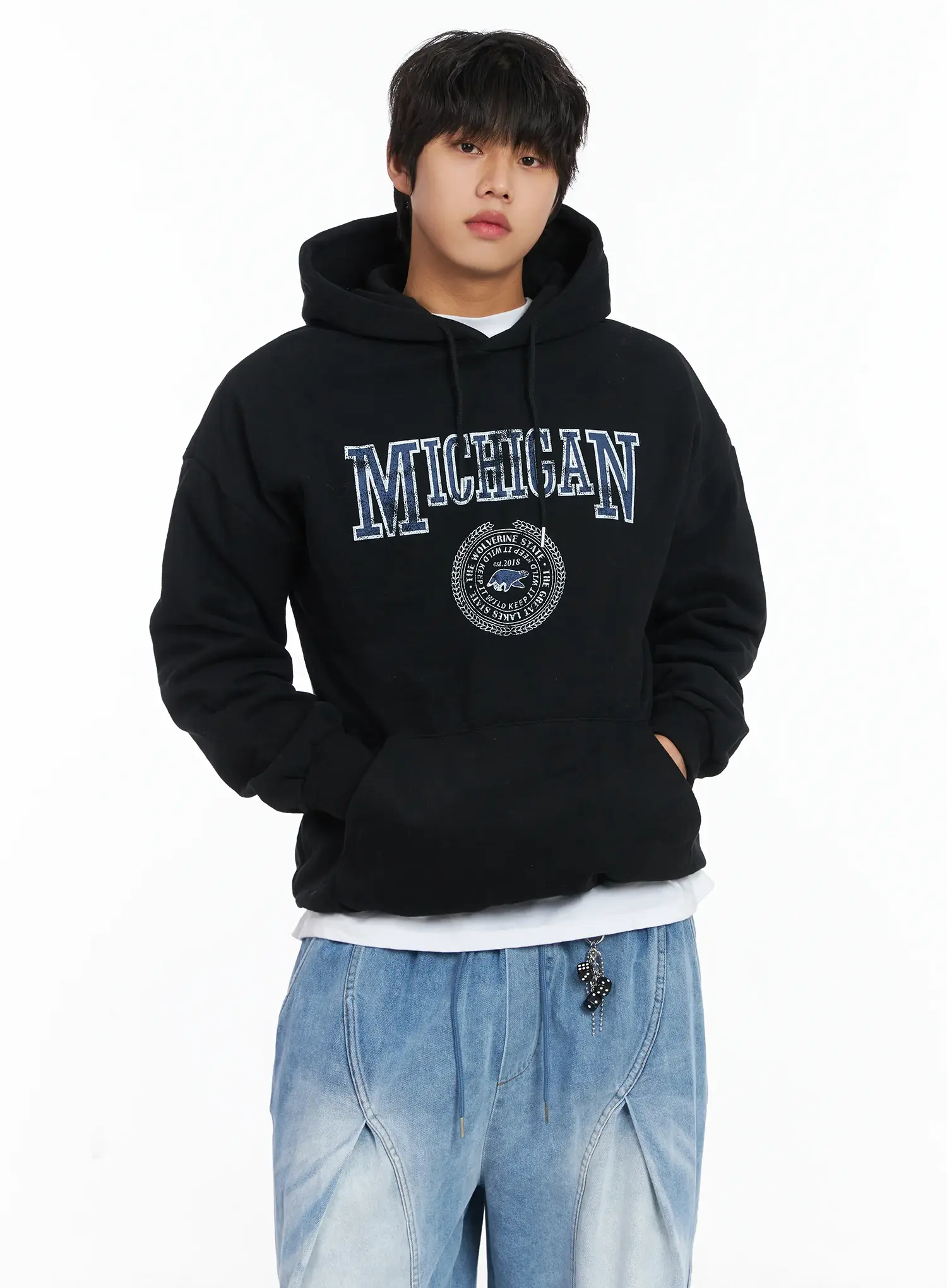 Men's Michigan Graphic Fleece Hoodie IJ512 - Image 2