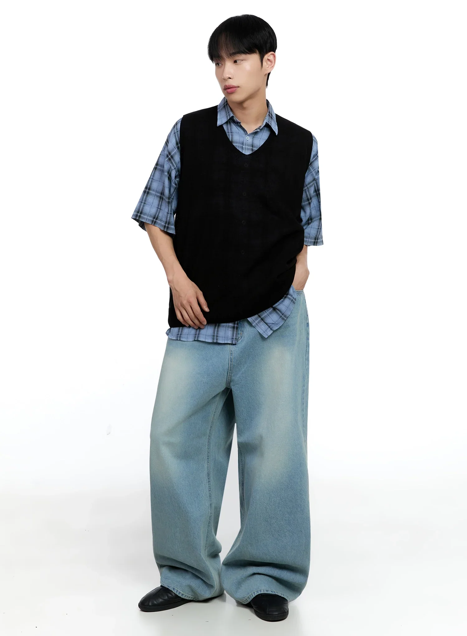 Men's Mid-Wash Baggy Jeans IG520 - Image 2
