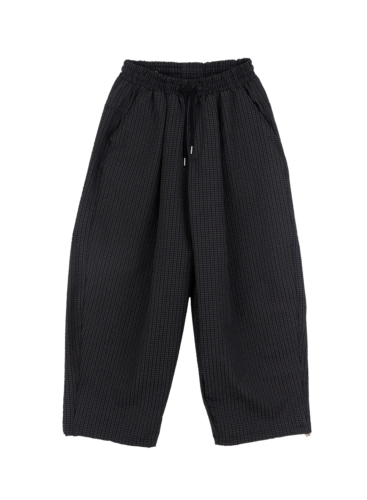 Men's Mini Check Pattern Pin-Tuck Wide Parachute Pants IF511 - Image 14
