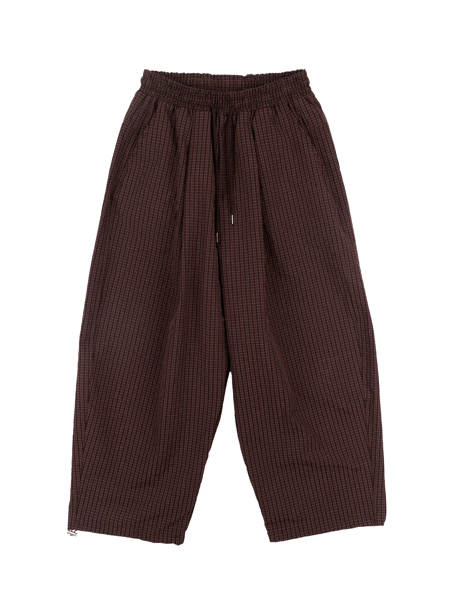 Men's Mini Check Pattern Pin-Tuck Wide Parachute Pants IF511 - Image 16