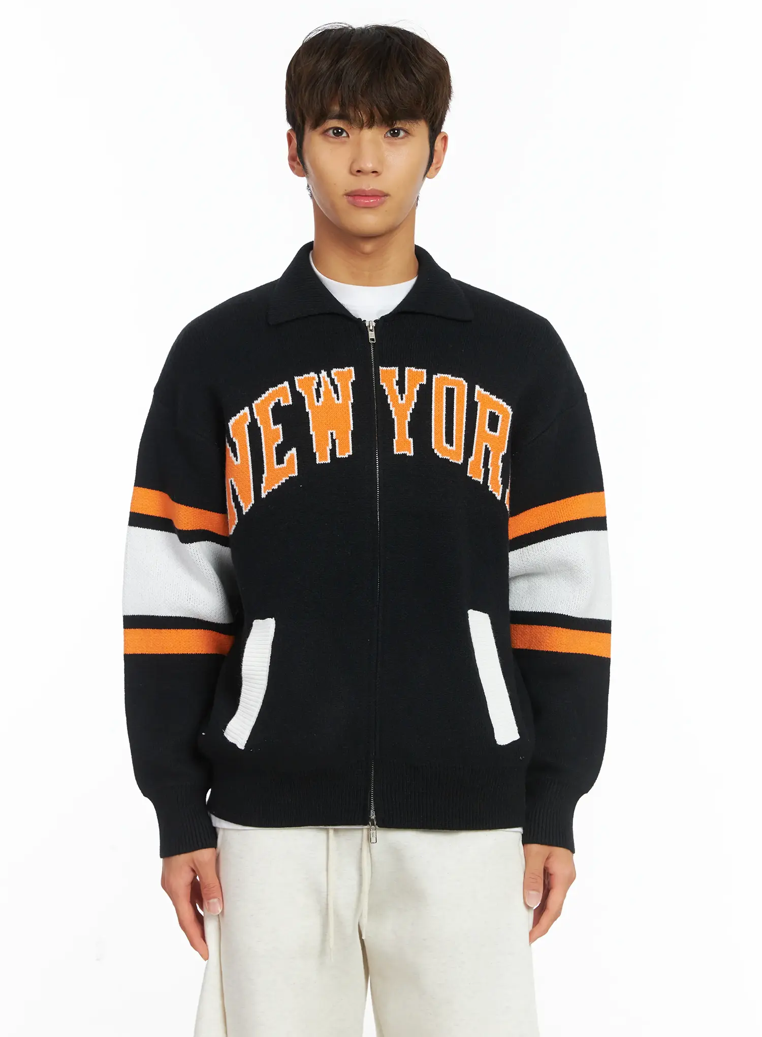 Men's New York Collar Zip-Up Cardigan IJ514 - Image 12