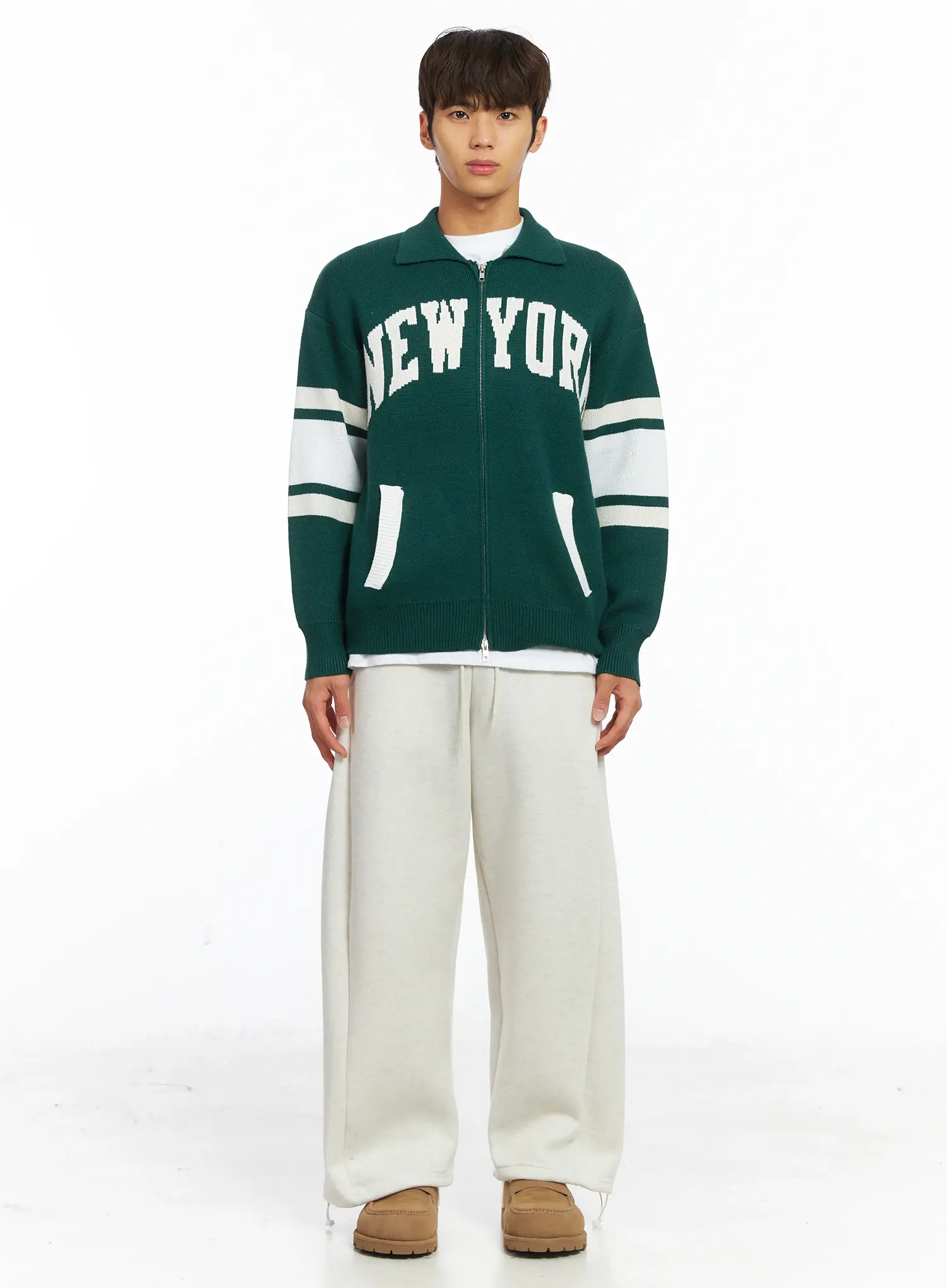 Men's New York Collar Zip-Up Cardigan IJ514 - Image 3