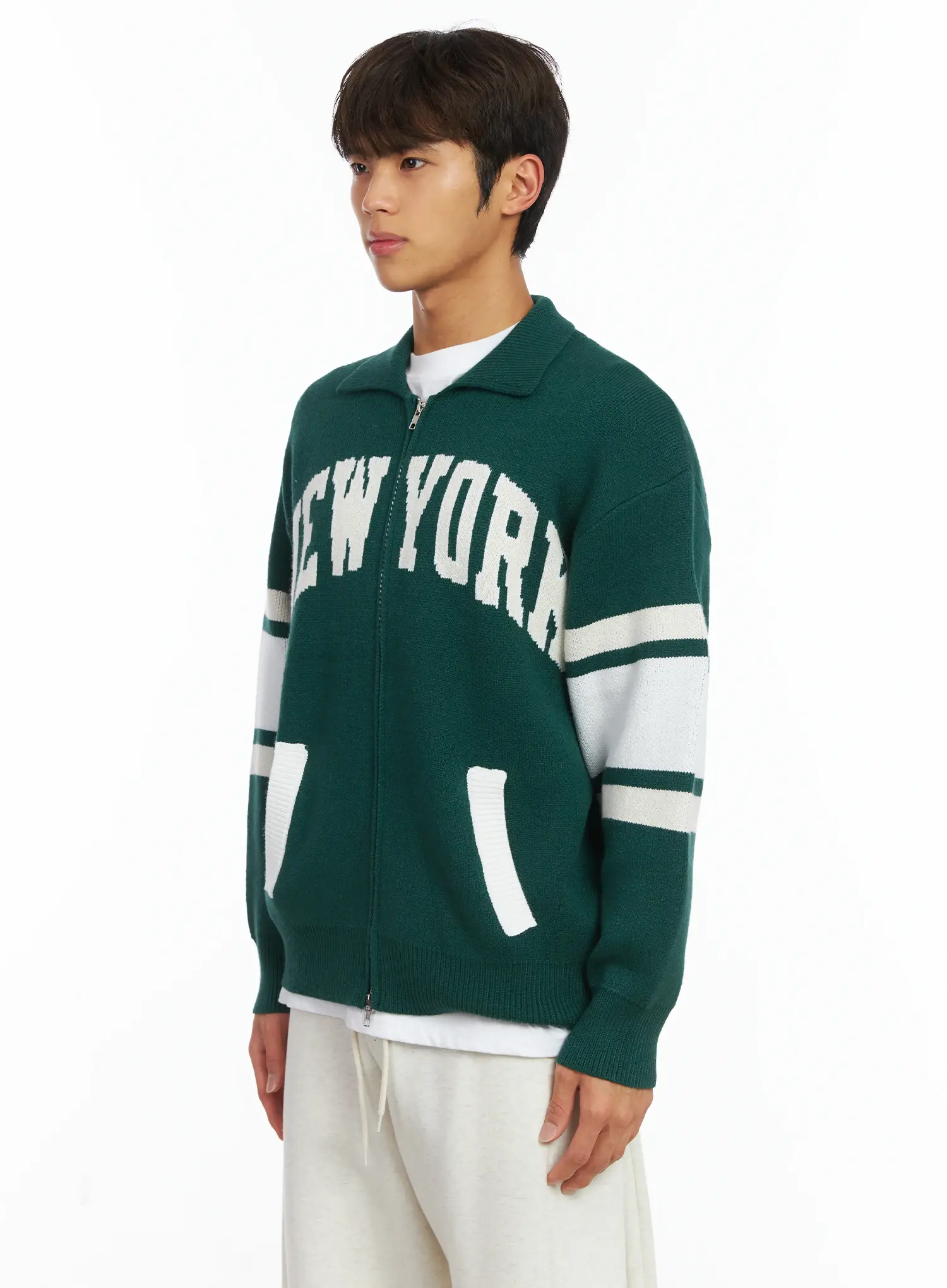 Men's New York Collar Zip-Up Cardigan IJ514 - Image 4