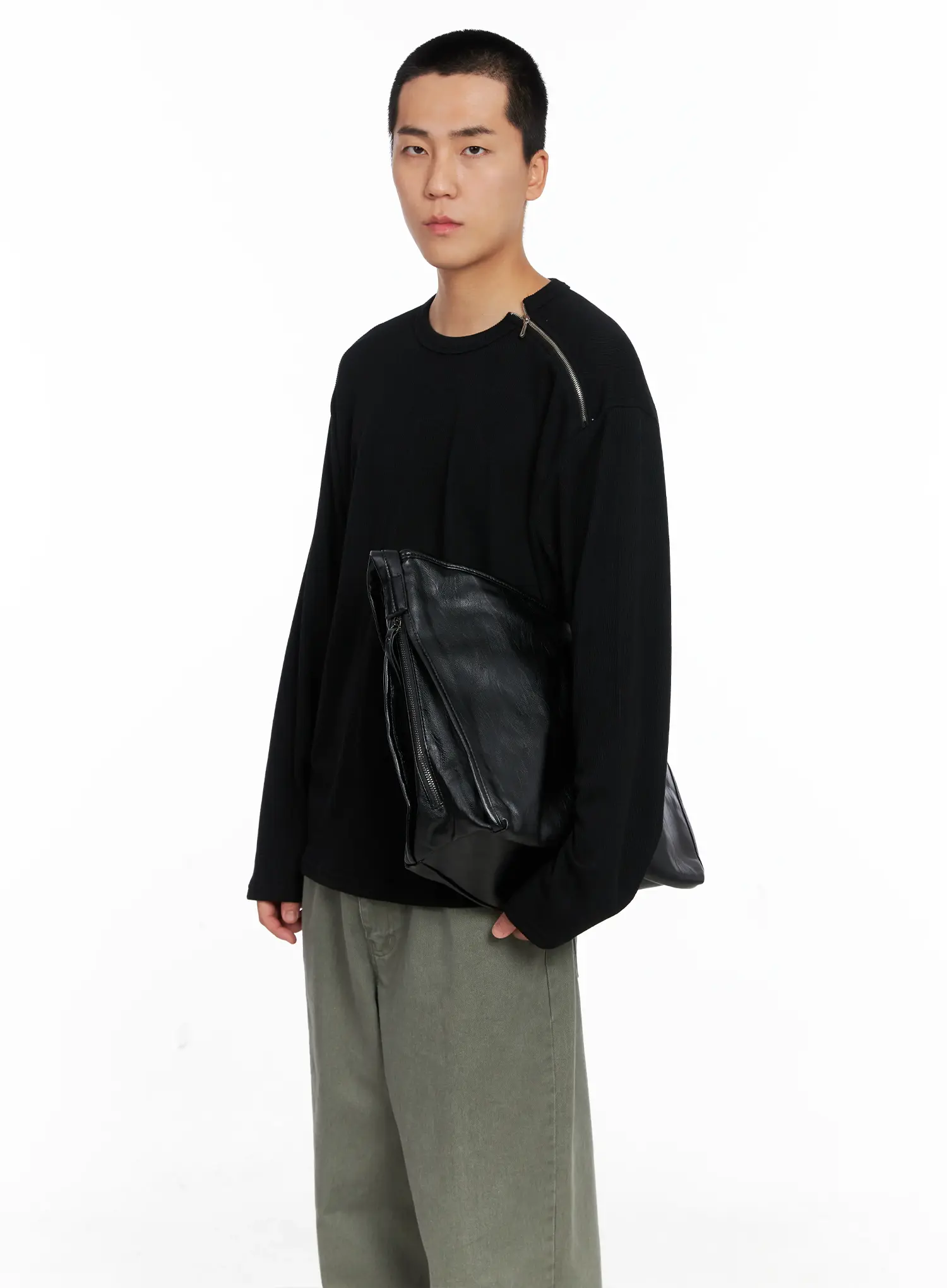 Men's One-Shoulder Zip Long Sleeve IG529 - Image 9