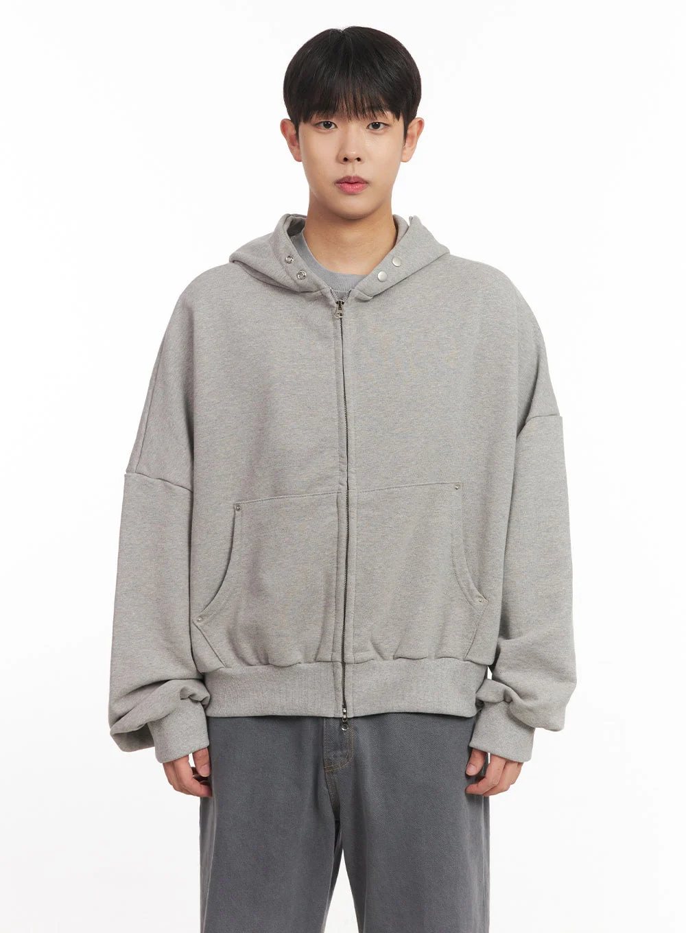Men's Oversize Zip-Up Hooded Jacket IM527 - Image 17