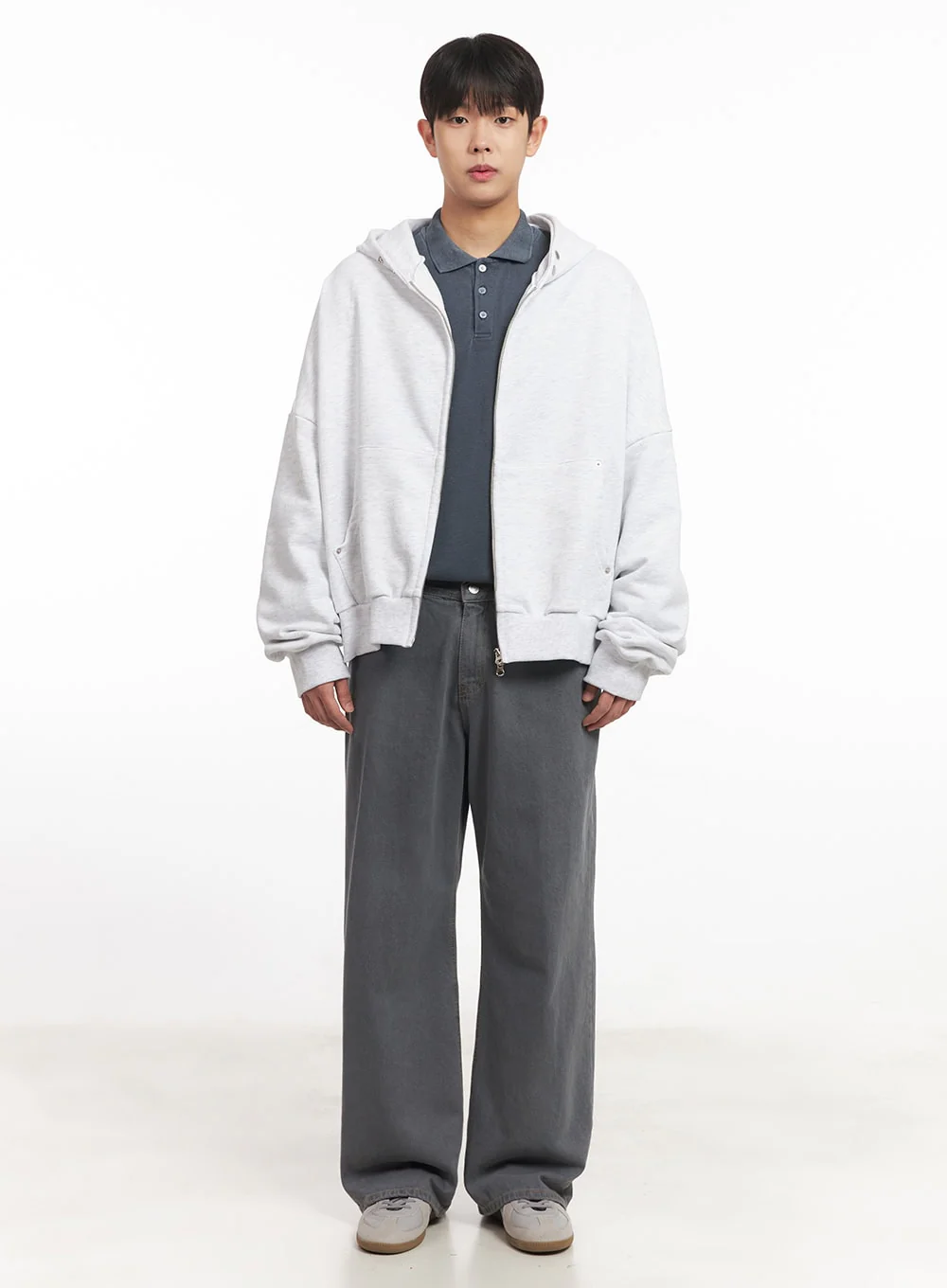 Men's Oversize Zip-Up Hooded Jacket IM527 - Image 8