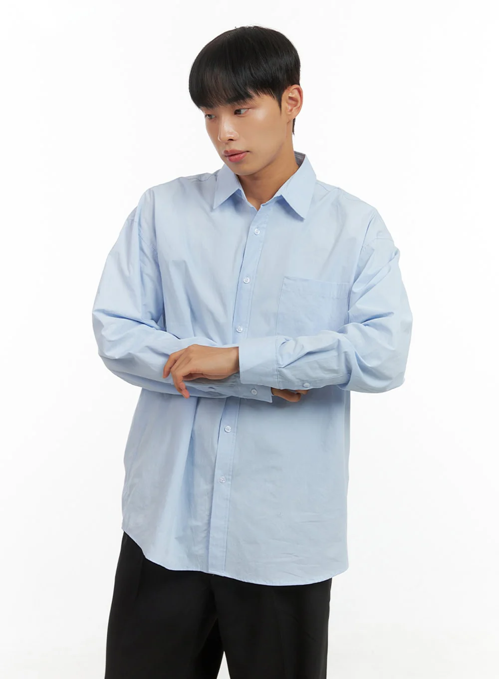 Men's Oversized Basic Cotton Shirt IS419 - Image 4