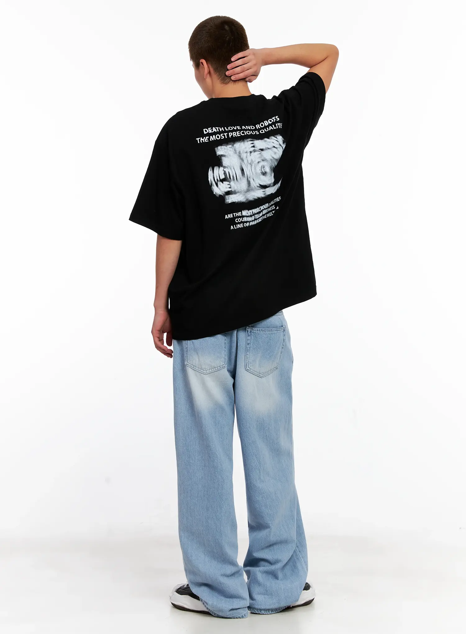 Men's Oversized Blurred Graphic Tee IG508 - Image 11