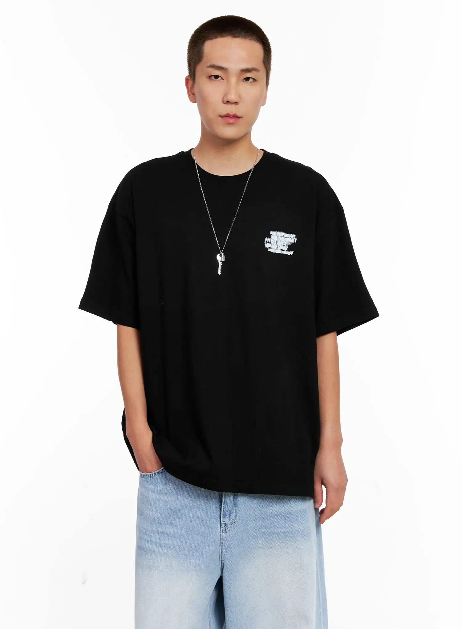 Men's Oversized Blurred Graphic Tee IG508 - Image 12
