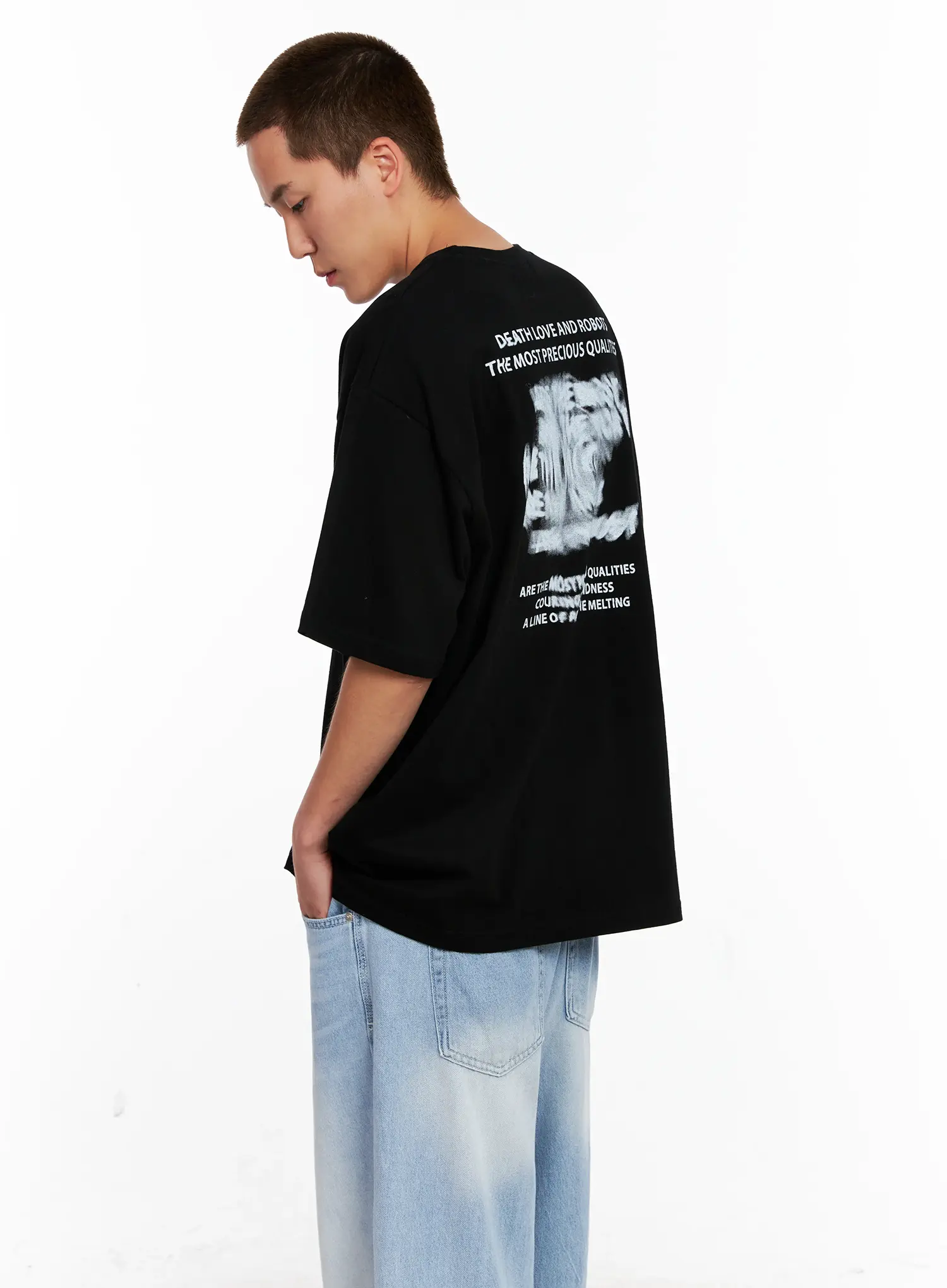Men's Oversized Blurred Graphic Tee IG508 - Image 2