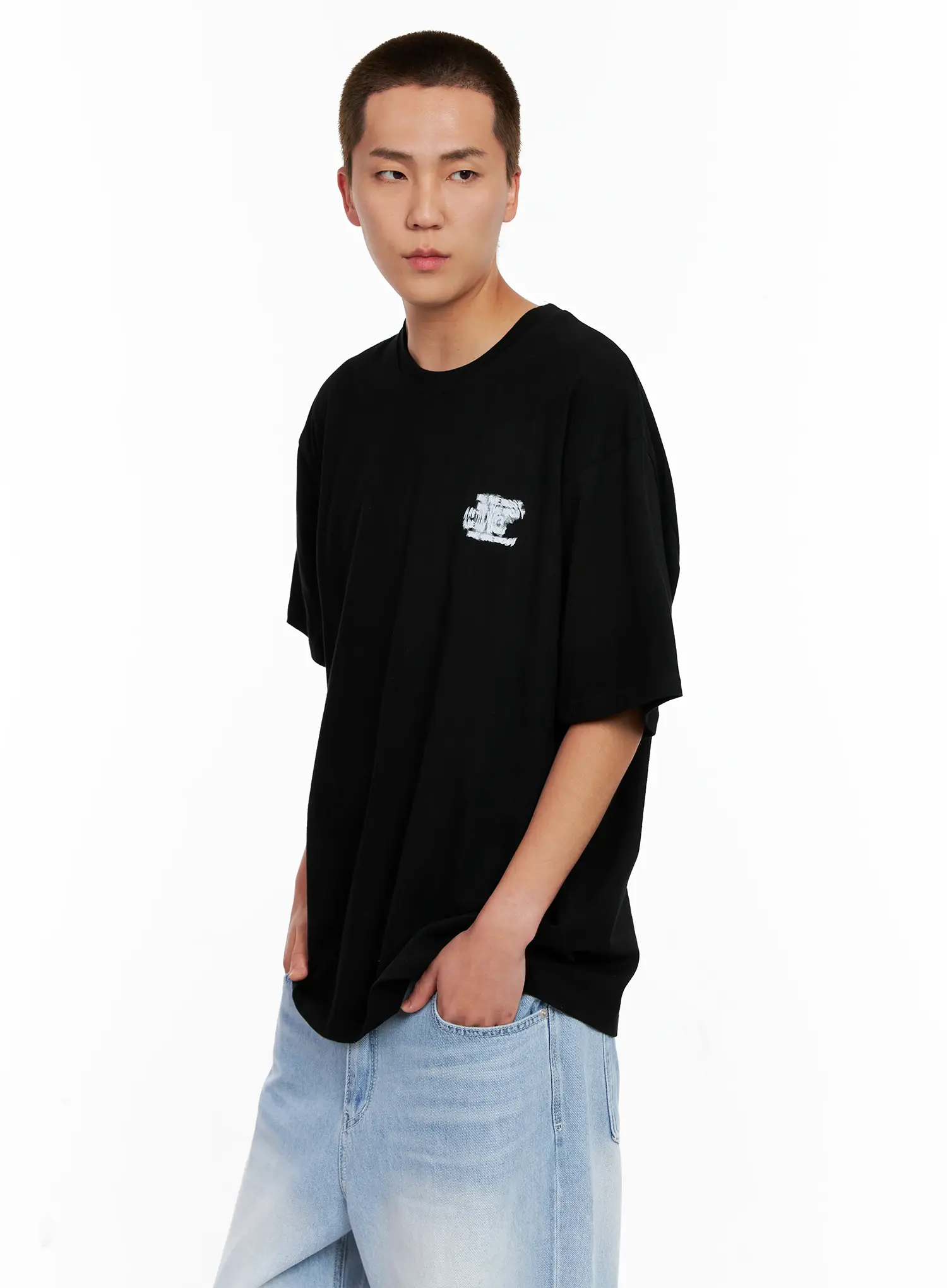 Men's Oversized Blurred Graphic Tee IG508 - Image 8