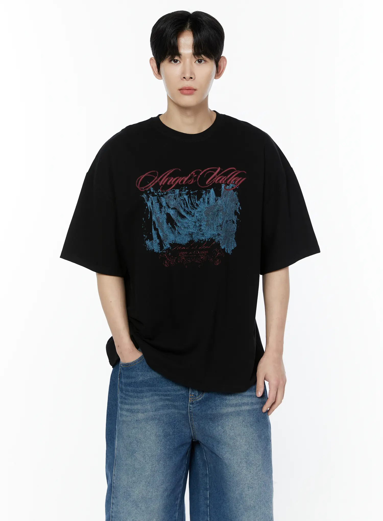Men's Oversized Graphic Print T-Shirt IA527 - Image 2