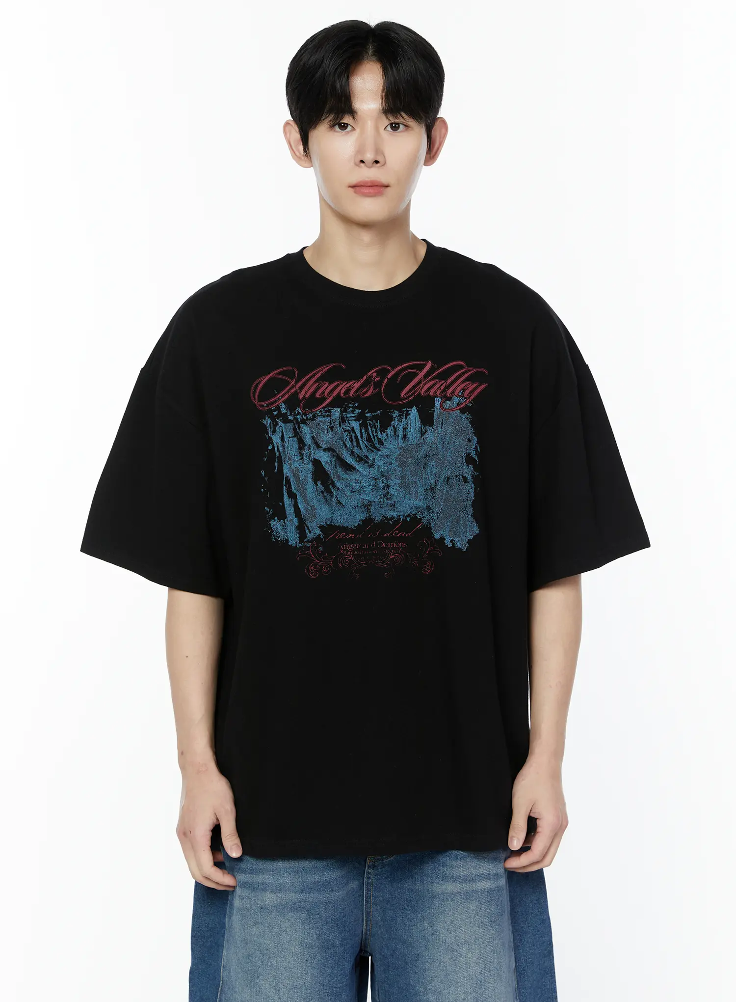 Men's Oversized Graphic Print T-Shirt IA527 - Image 7