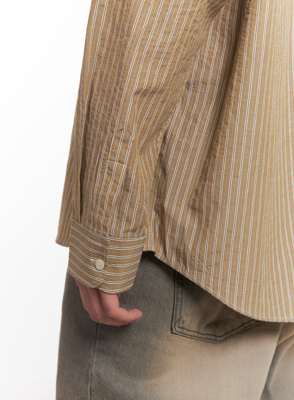 Men's Oversized Stripe Collared Shirt IM514 - Image 5