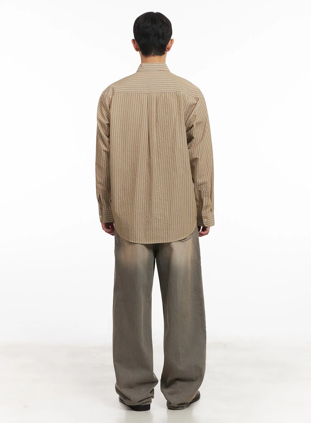 Men's Oversized Stripe Collared Shirt IM514 - Image 9