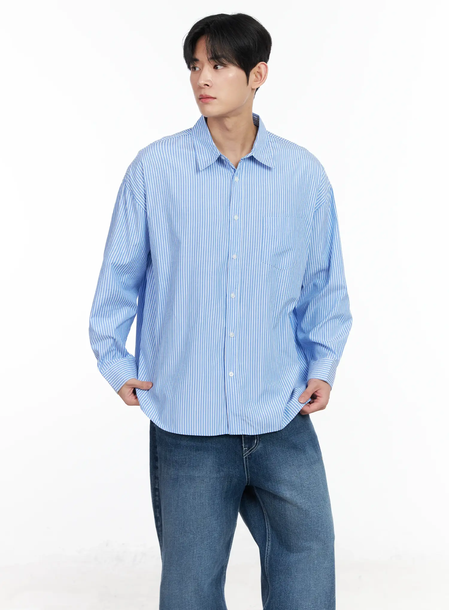 Men's Oversized Stripe Shirt IM523 - Image 2