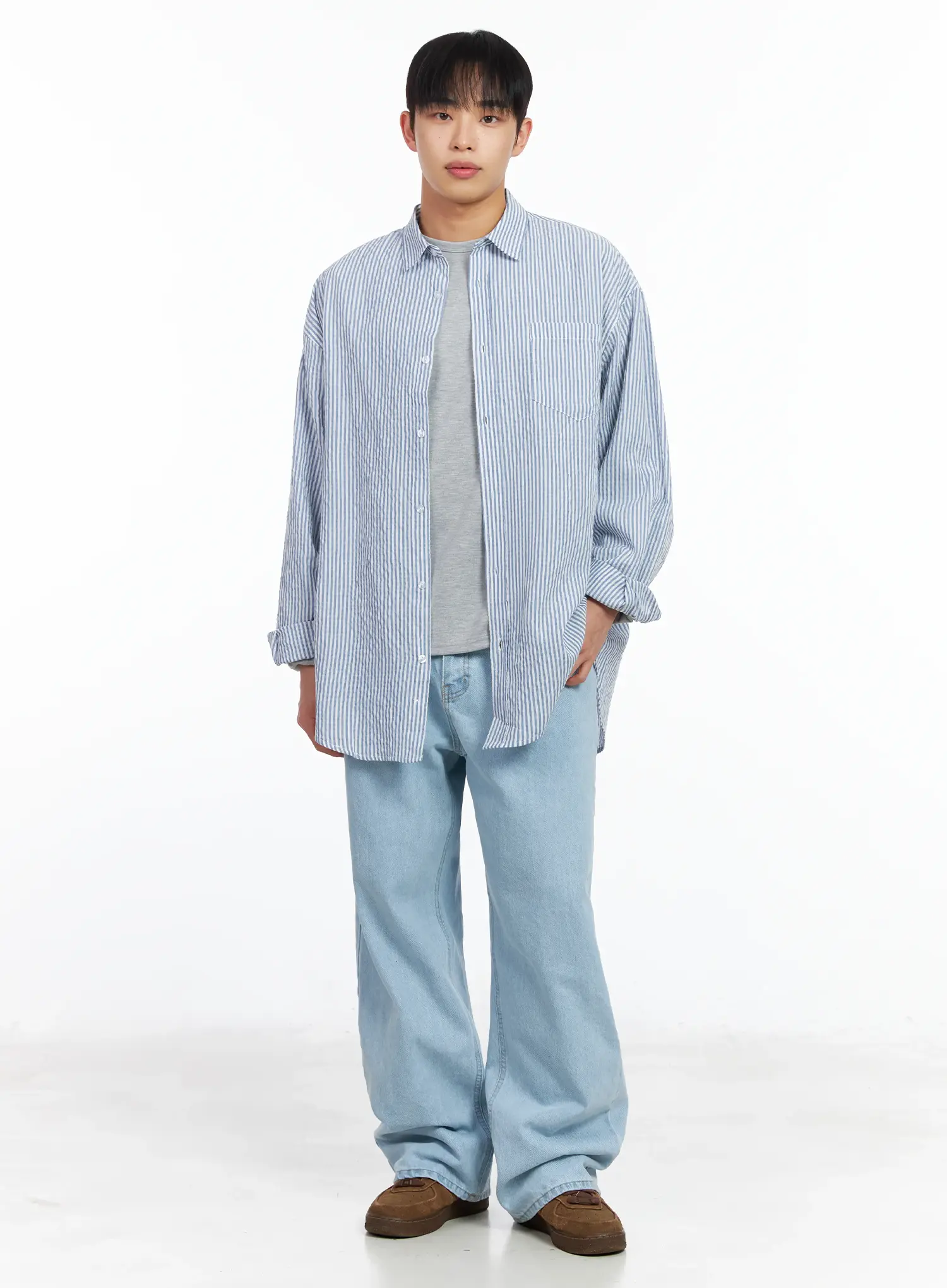 Men's Oversized Striped Collar Shirt IM511