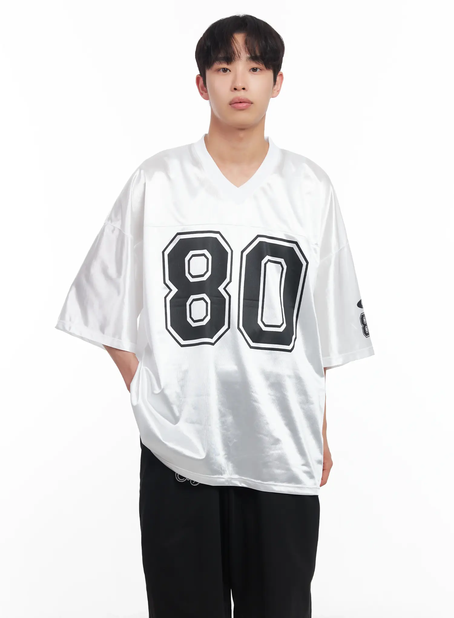 Men's Oversized V-Neck Jersey IU518 - Image 4