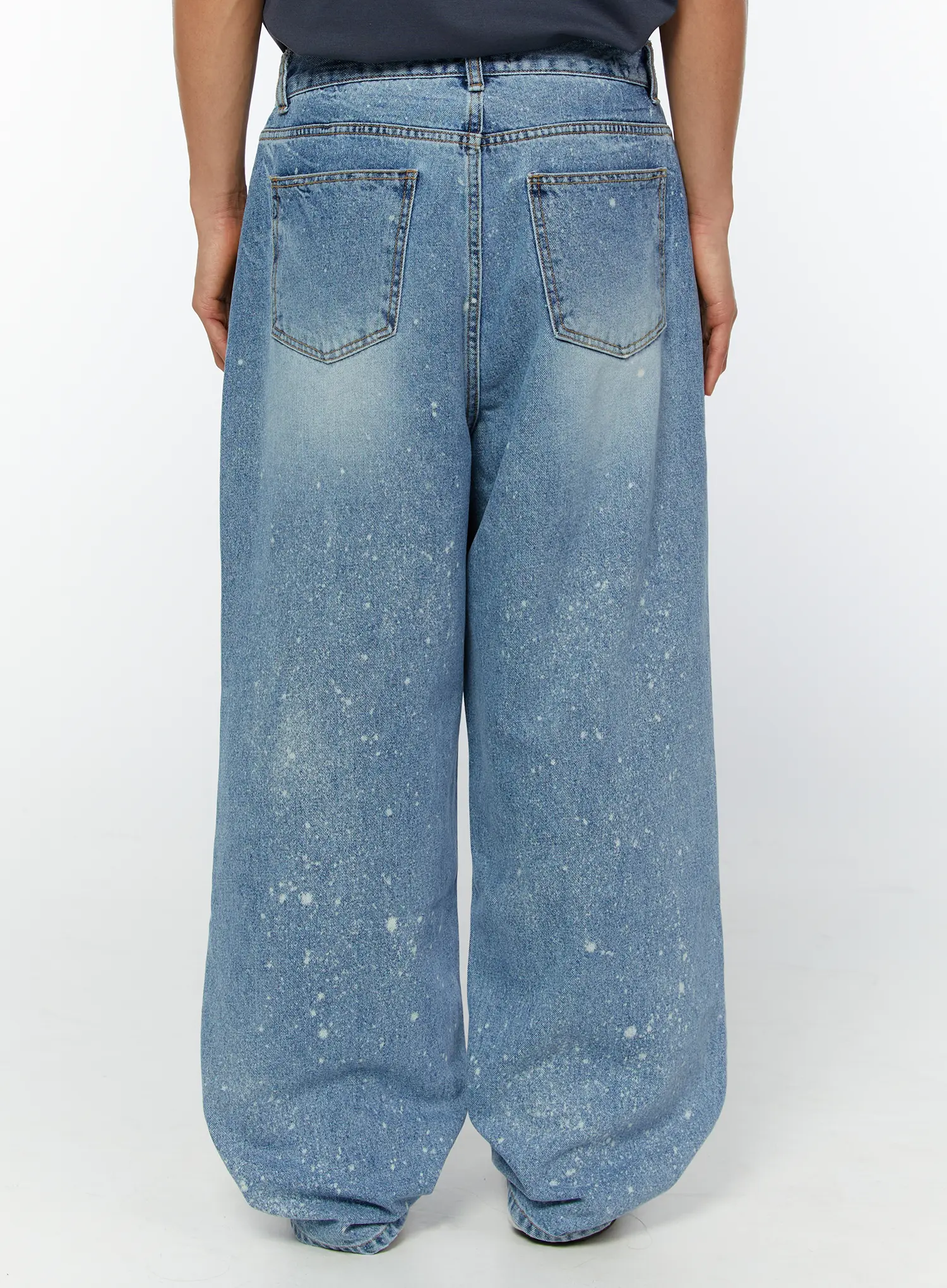 Men's Paint-Splattered Wide-Leg Jeans IY508 - Image 10