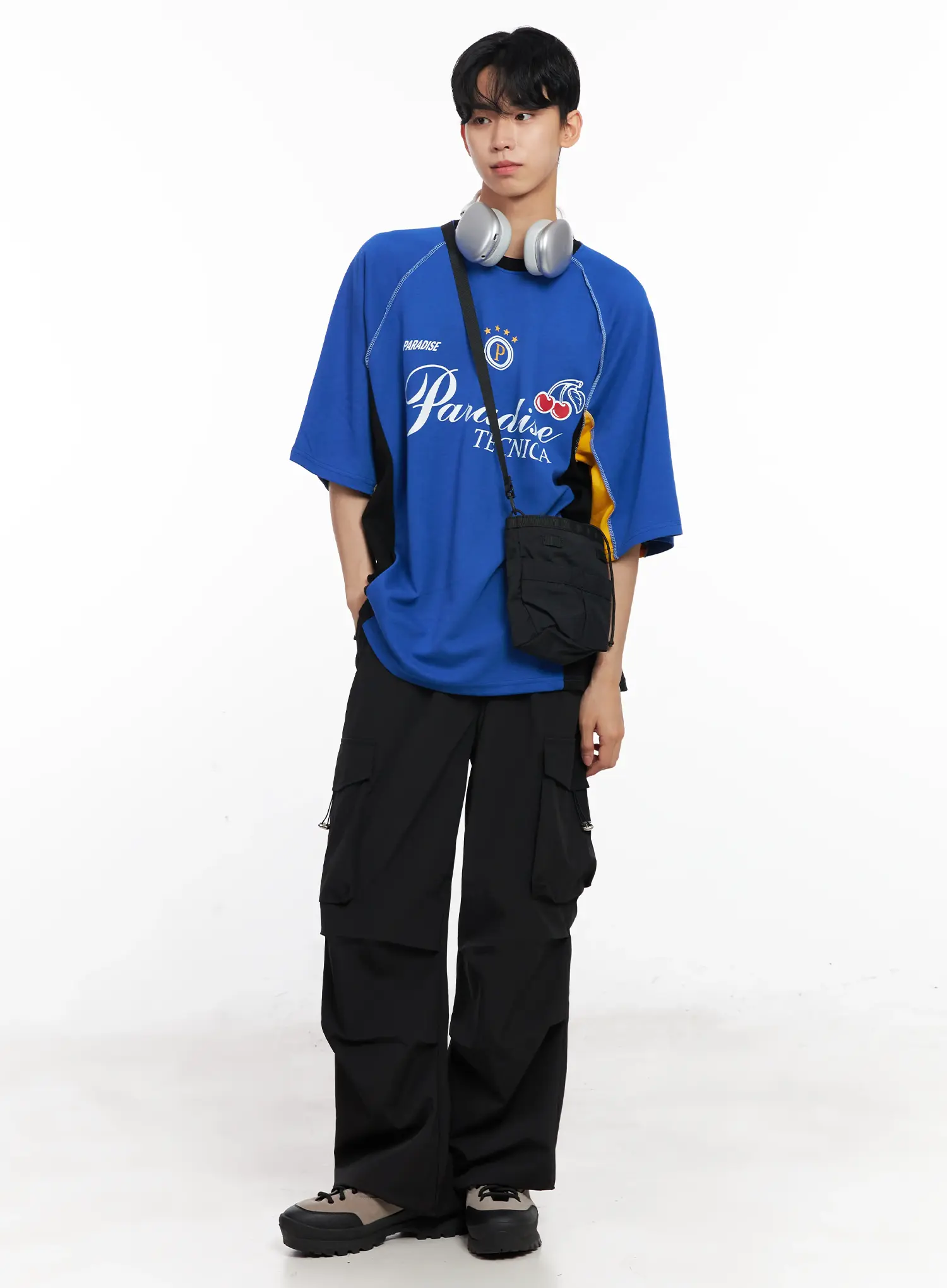 Men's Parachute Wide-Leg Cargo Pants IL504 - Image 13