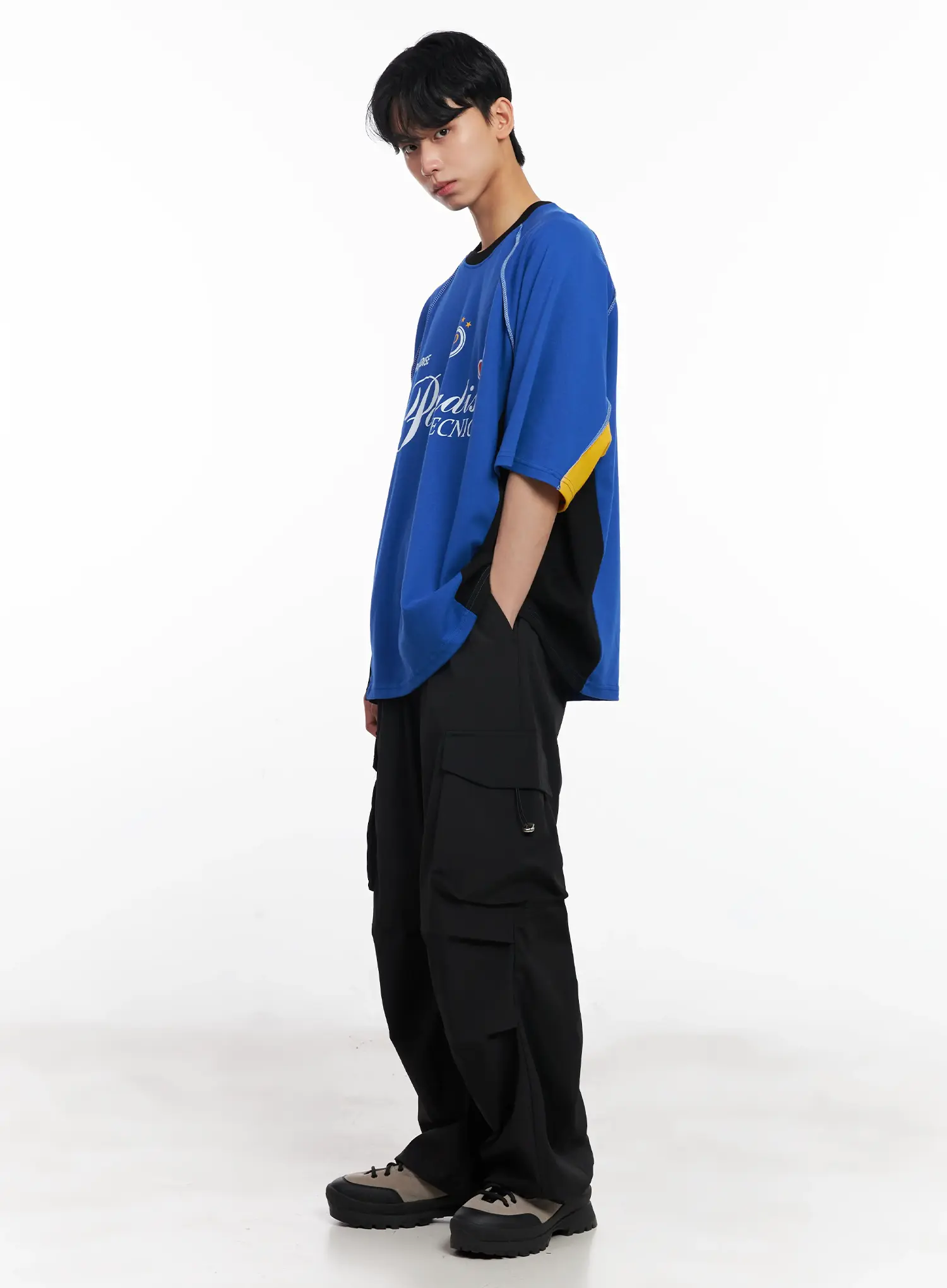 Men's Parachute Wide-Leg Cargo Pants IL504 - Image 14