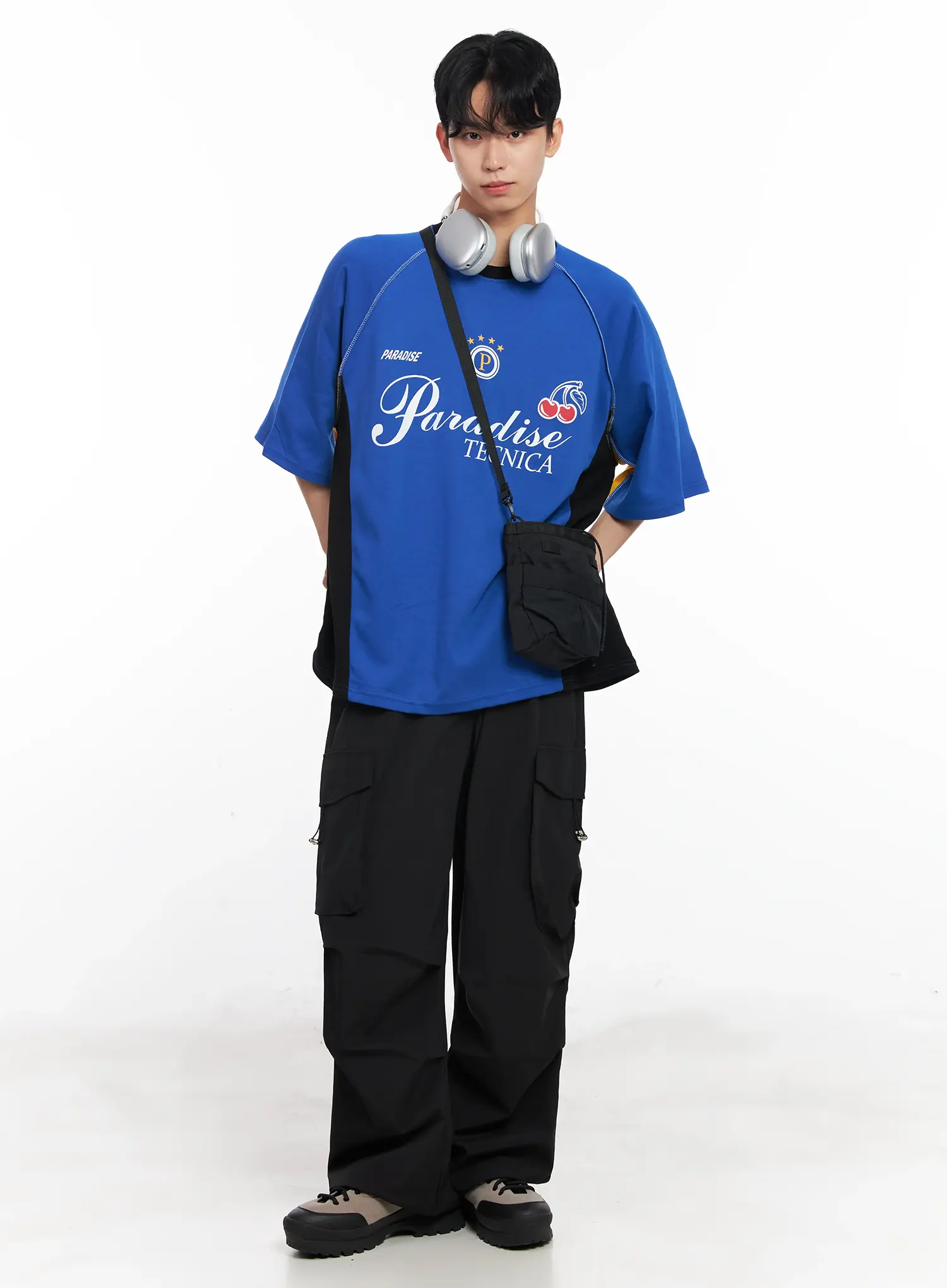 Men's Parachute Wide-Leg Cargo Pants IL504 - Image 3