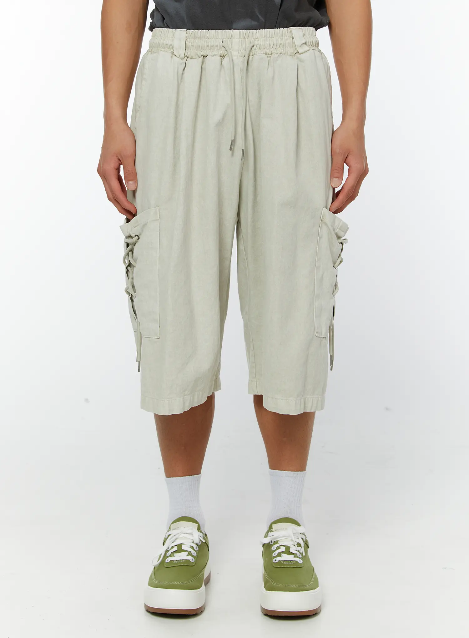 Men's Pigment Dyed Bermuda Shorts (Light Beige) IY513 - Image 3