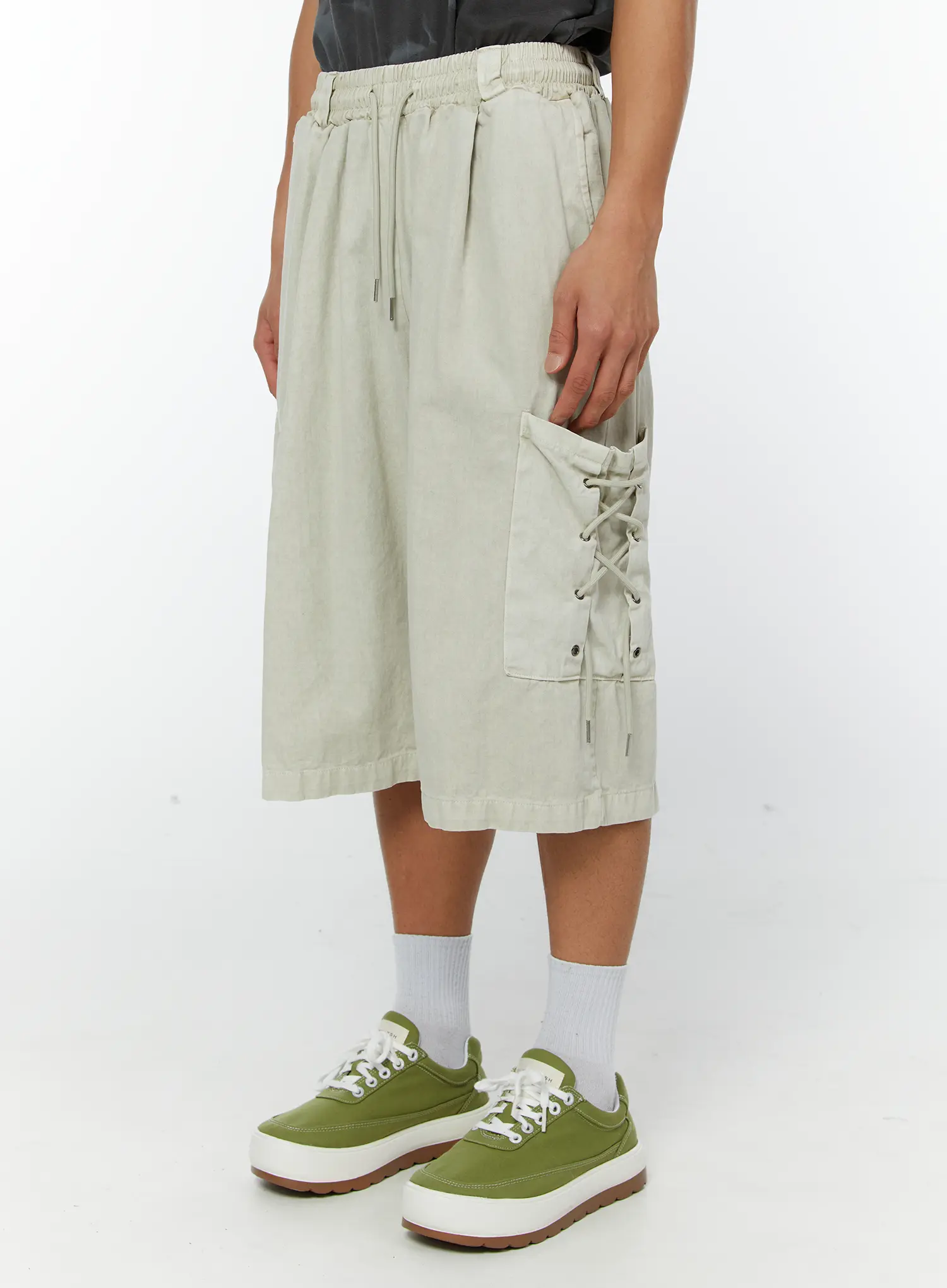 Men's Pigment Dyed Bermuda Shorts (Light Beige) IY513 - Image 4