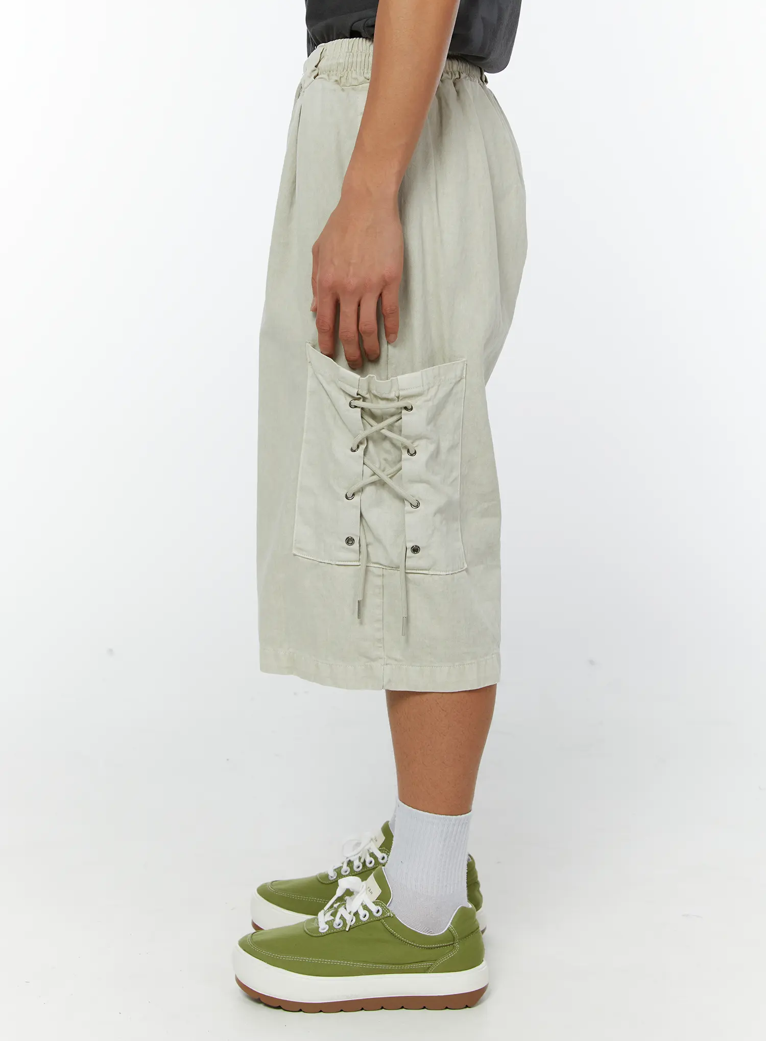 Men's Pigment Dyed Bermuda Shorts (Light Beige) IY513 - Image 6
