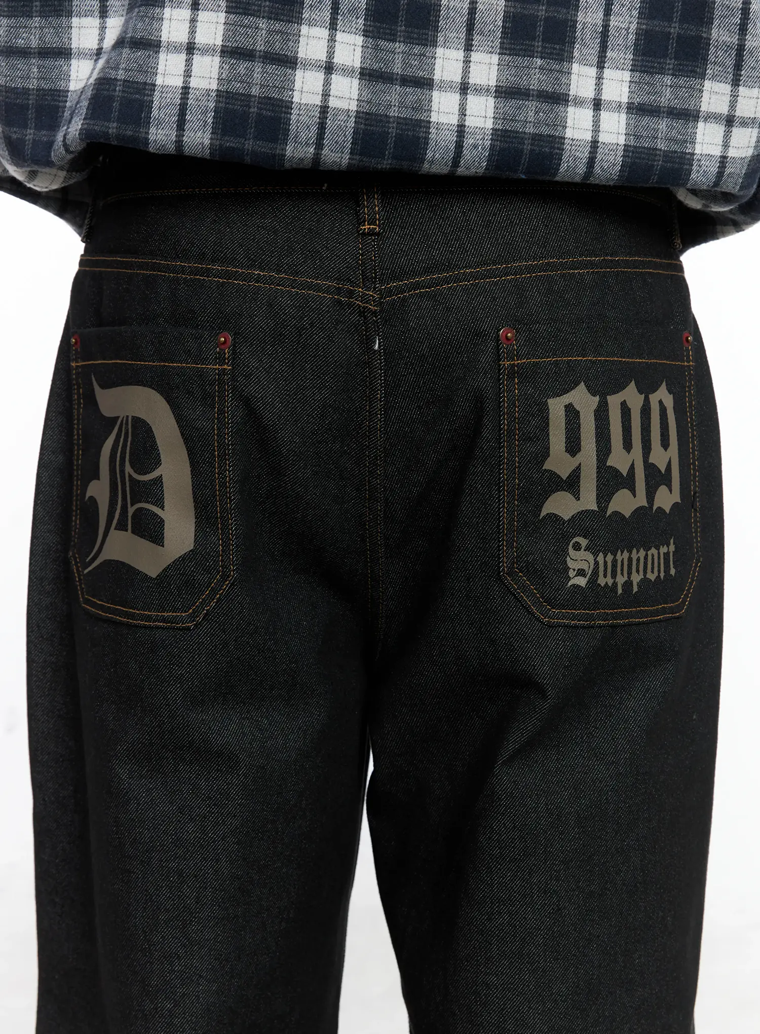 Men's Pintuck Jeans (Black) IN518 - Image 9