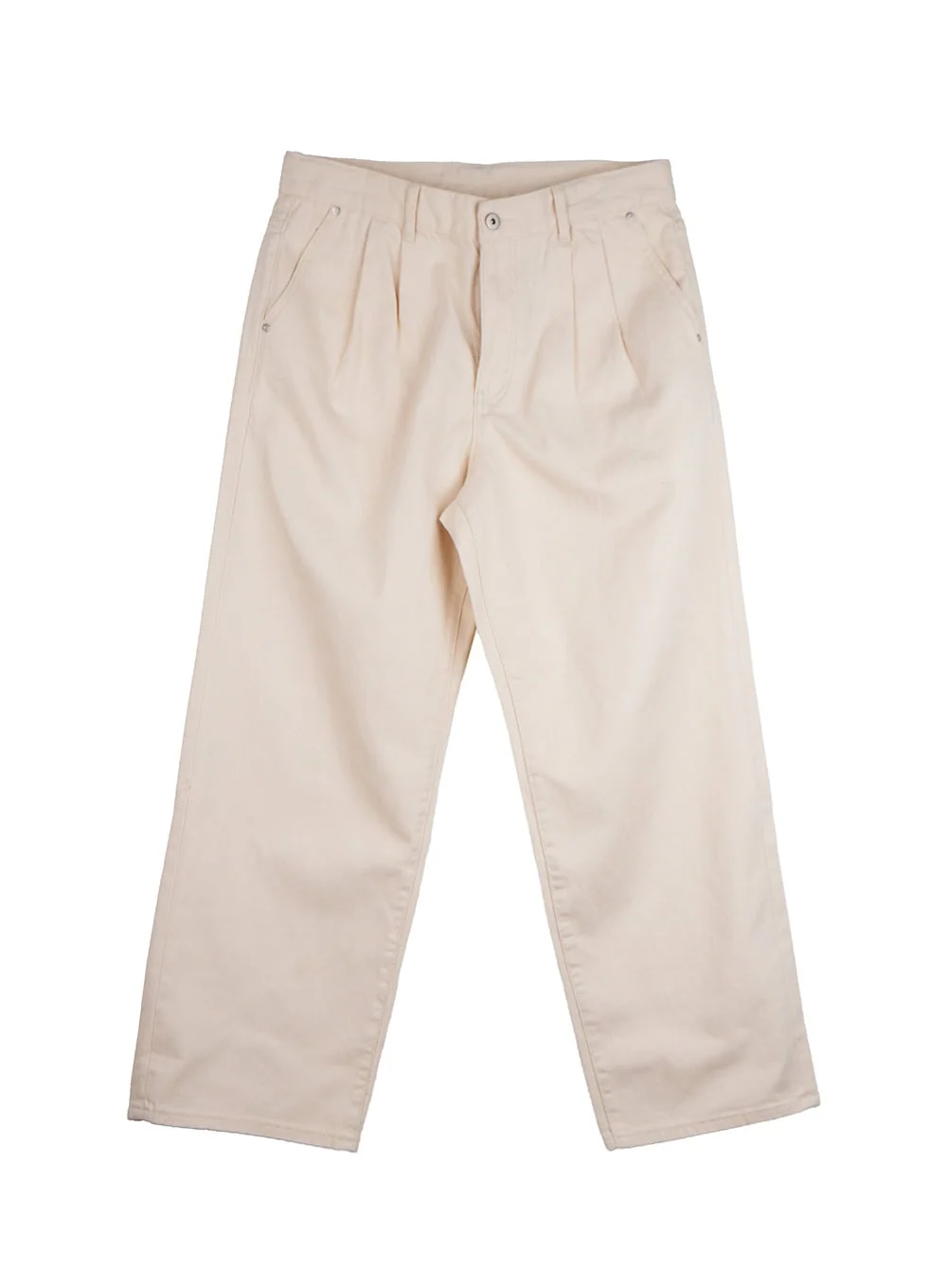Men's Pintuck Wide Leg Cotton Pants (Light beige) ID413 - Image 9
