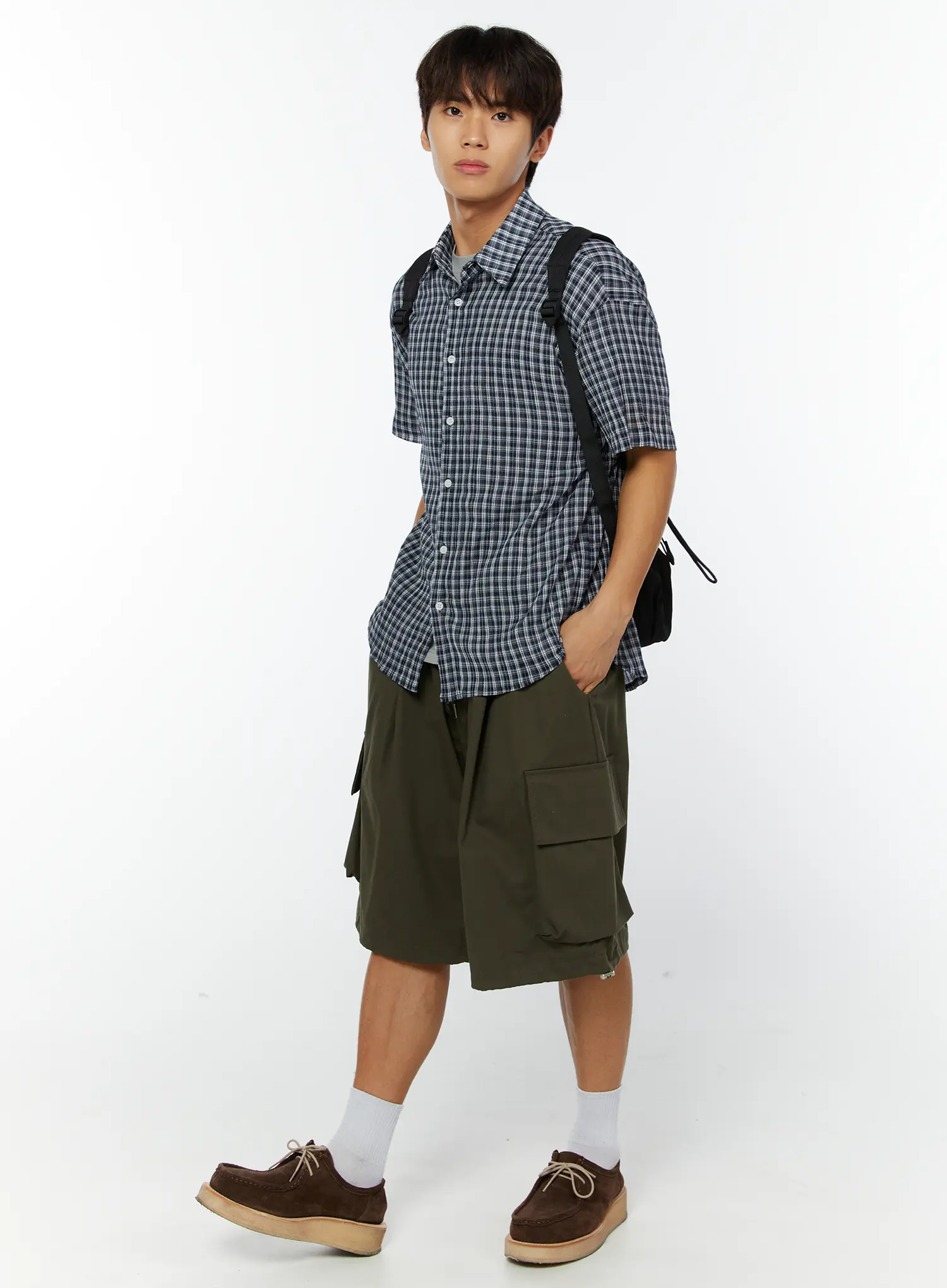 Men's Plaid Button-Up Shirt IY514