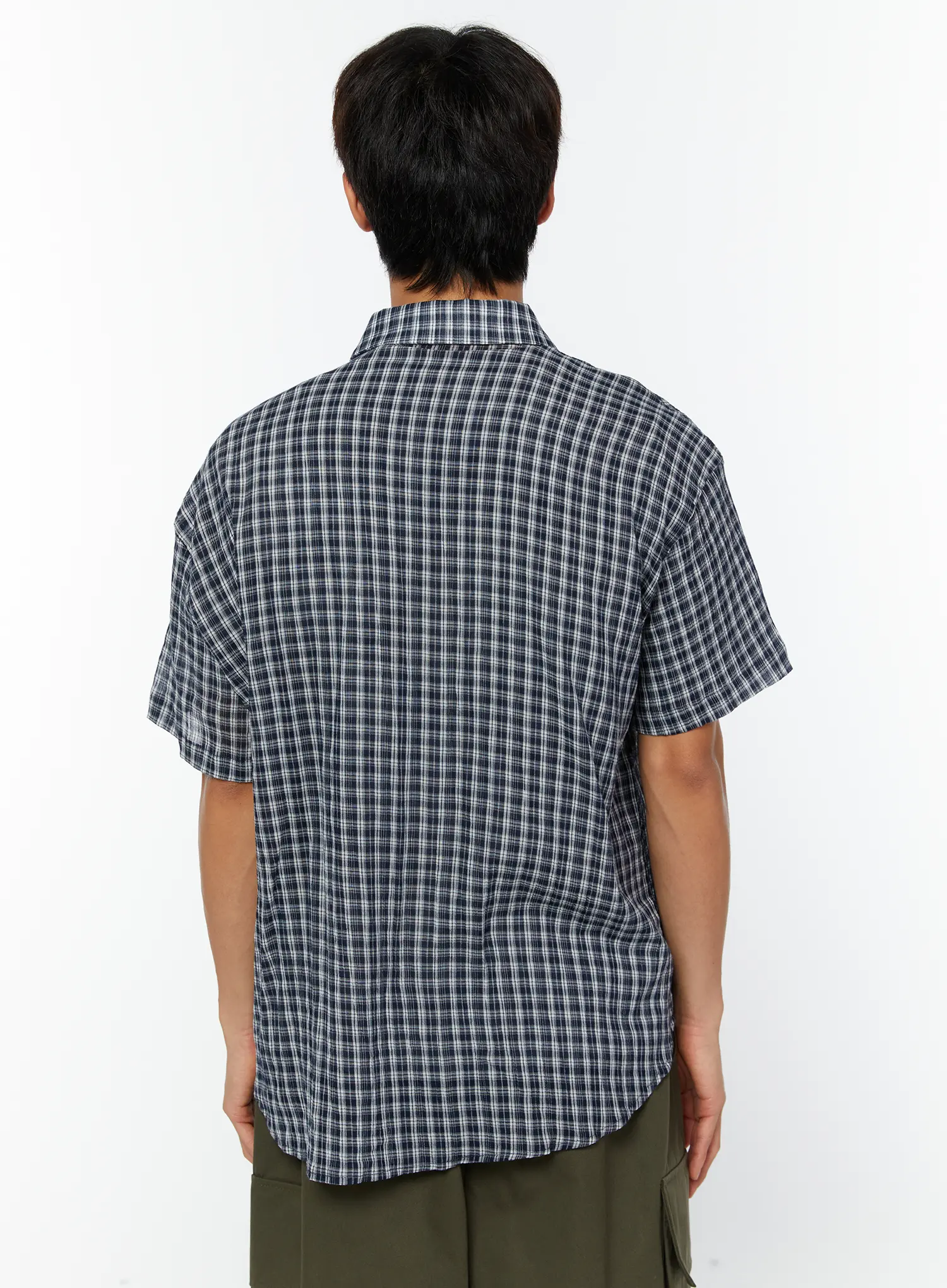 Men's Plaid Button-Up Shirt IY514 - Image 6