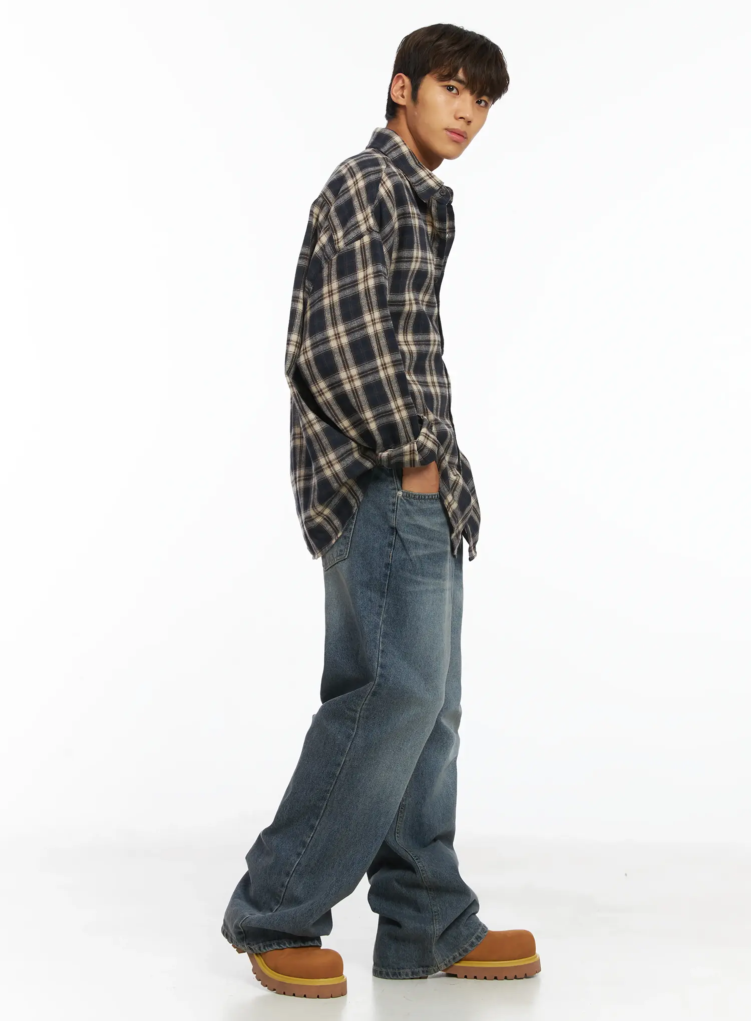 Men's Plaid Shirt IJ514 - Image 6