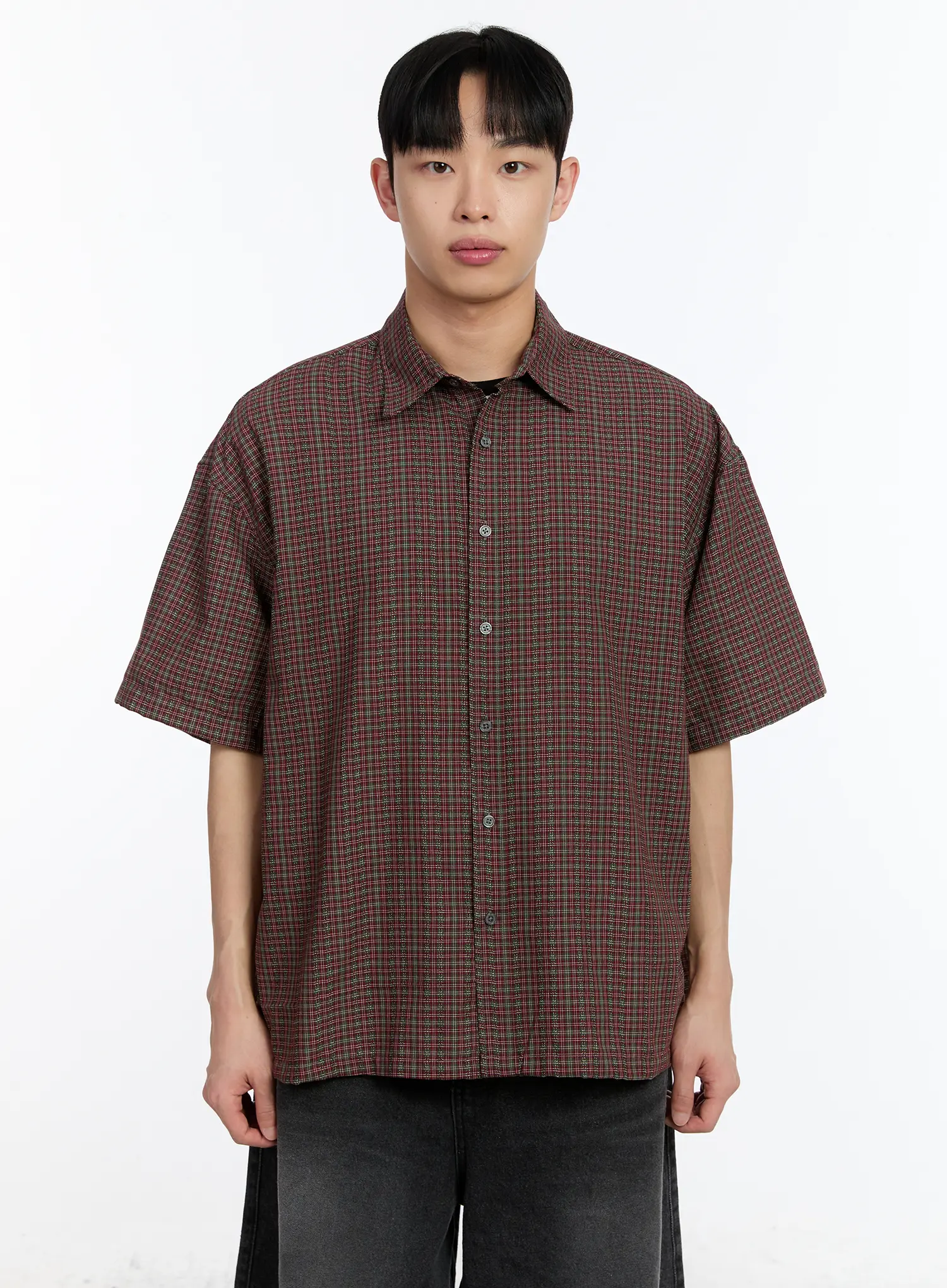 Men's Plaid Short Sleeve Button-Up Shirt IA507 - Image 10