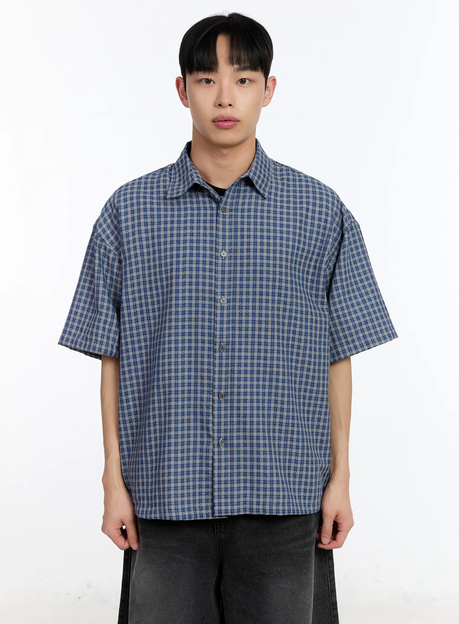 Men's Plaid Short Sleeve Button-Up Shirt IA507 - Image 11