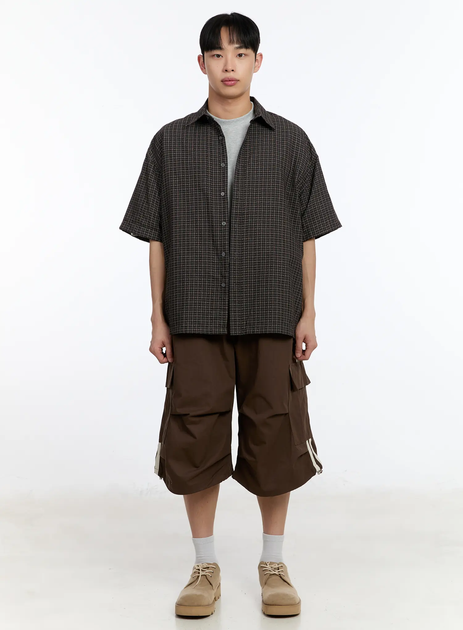 Men's Plaid Short Sleeve Button-Up Shirt IA507 - Image 4