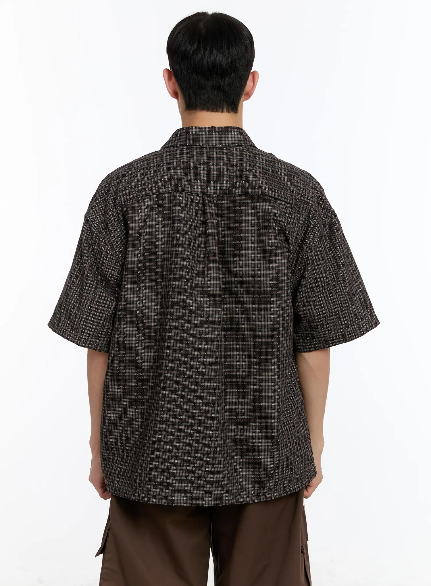 Men's Plaid Short Sleeve Button-Up Shirt IA507 - Image 6