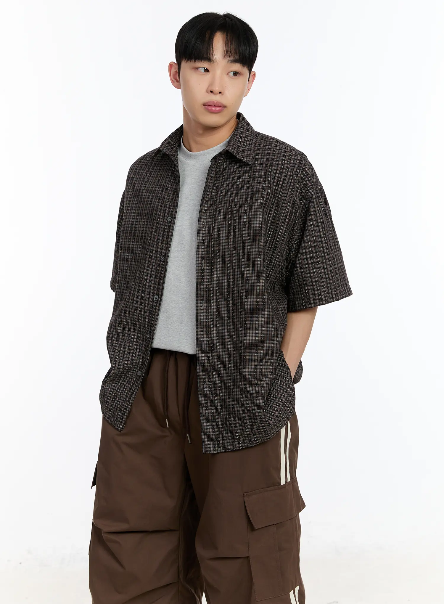 Men's Plaid Short Sleeve Button-Up Shirt IA507 - Image 7