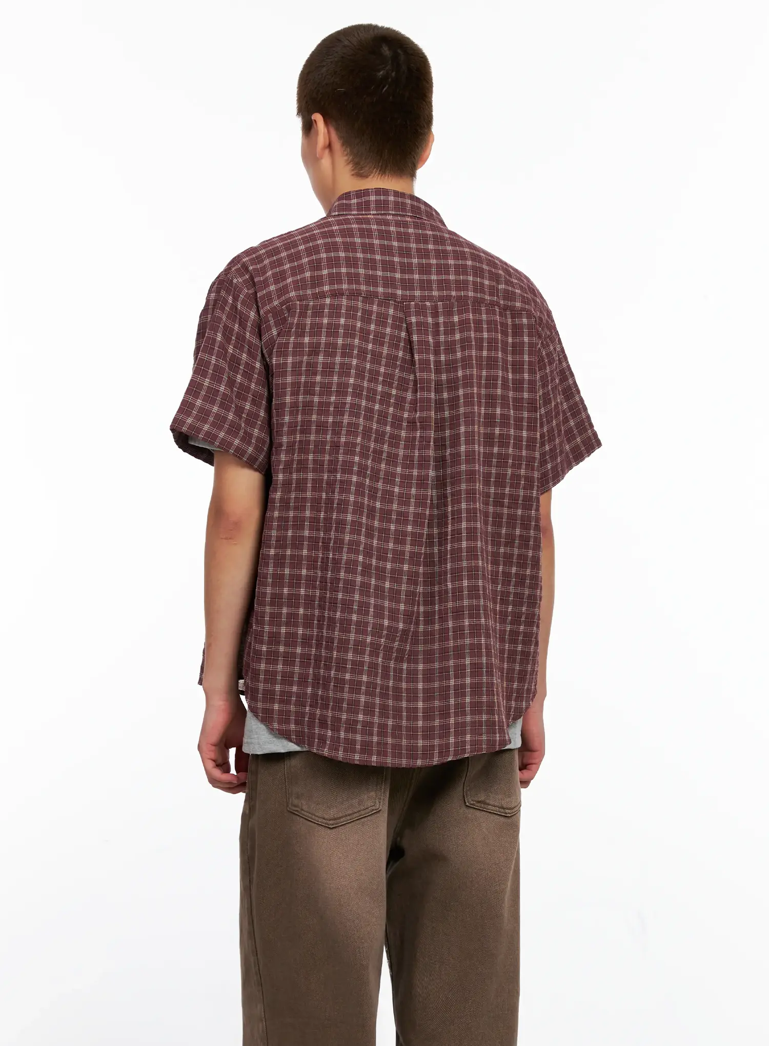 Men's Plaid Short-Sleeve Flannel Shirt IG511 - Image 6